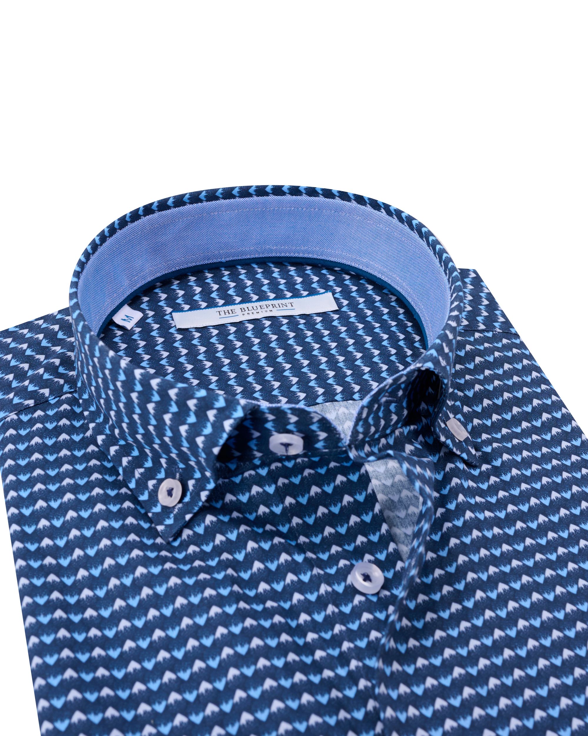 The BLUEPRINT Premium - Trendy overhemd LM Blauw dessin 086660-001-L