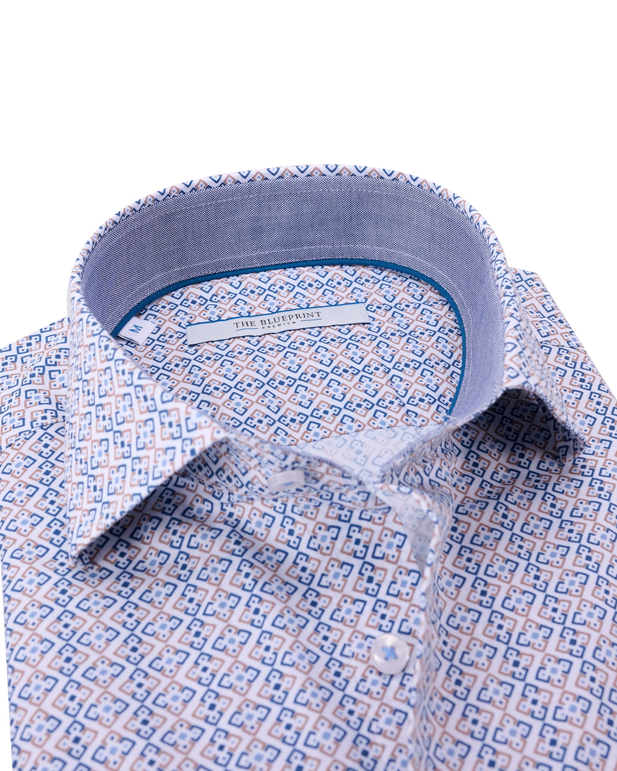 The BLUEPRINT Premium - Trendy overhemd LM Blauw dessin 086663-001-L