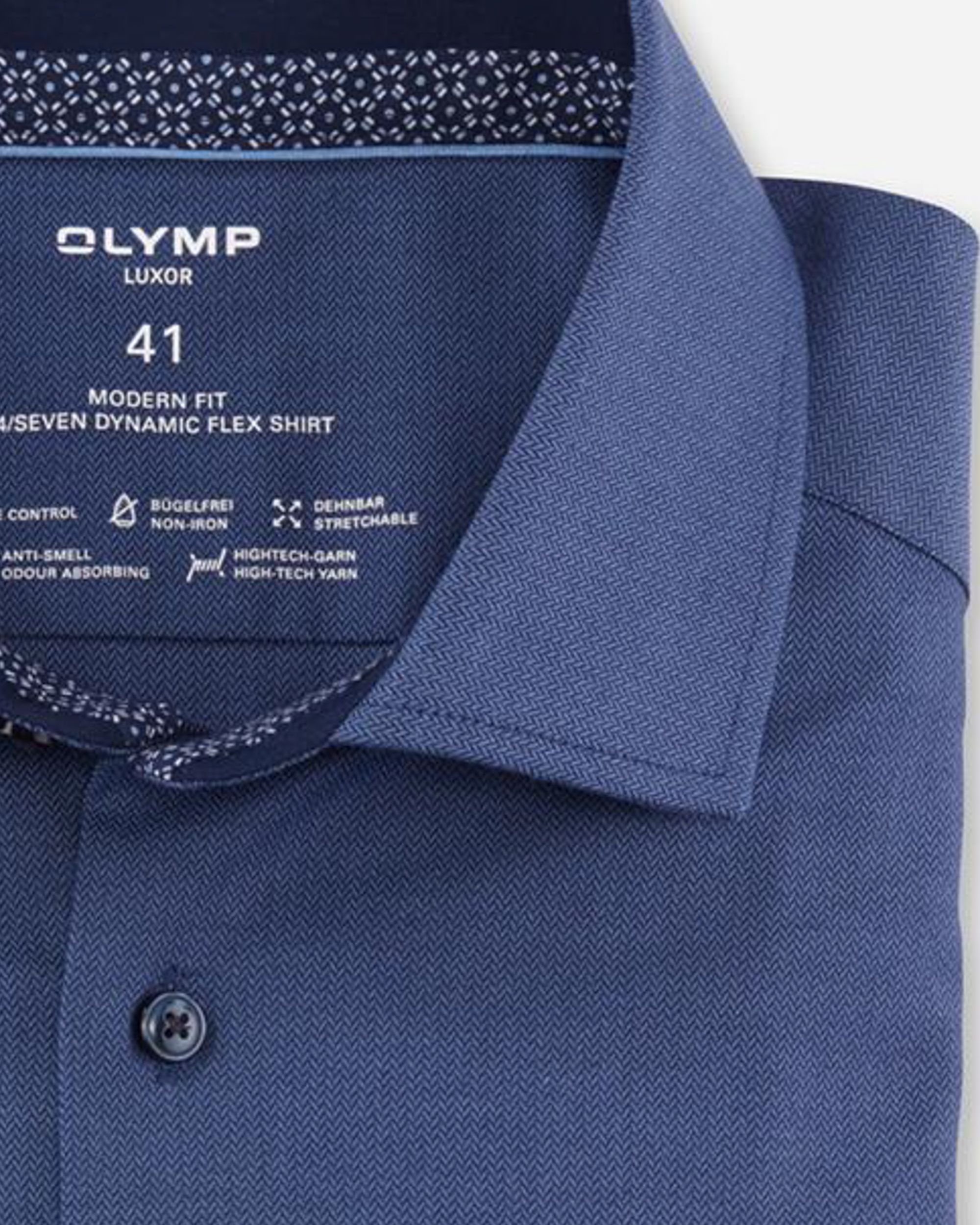 OLYMP Luxor 24/7 Modern fit Overhemd LM Donker blauw 086753-001-47