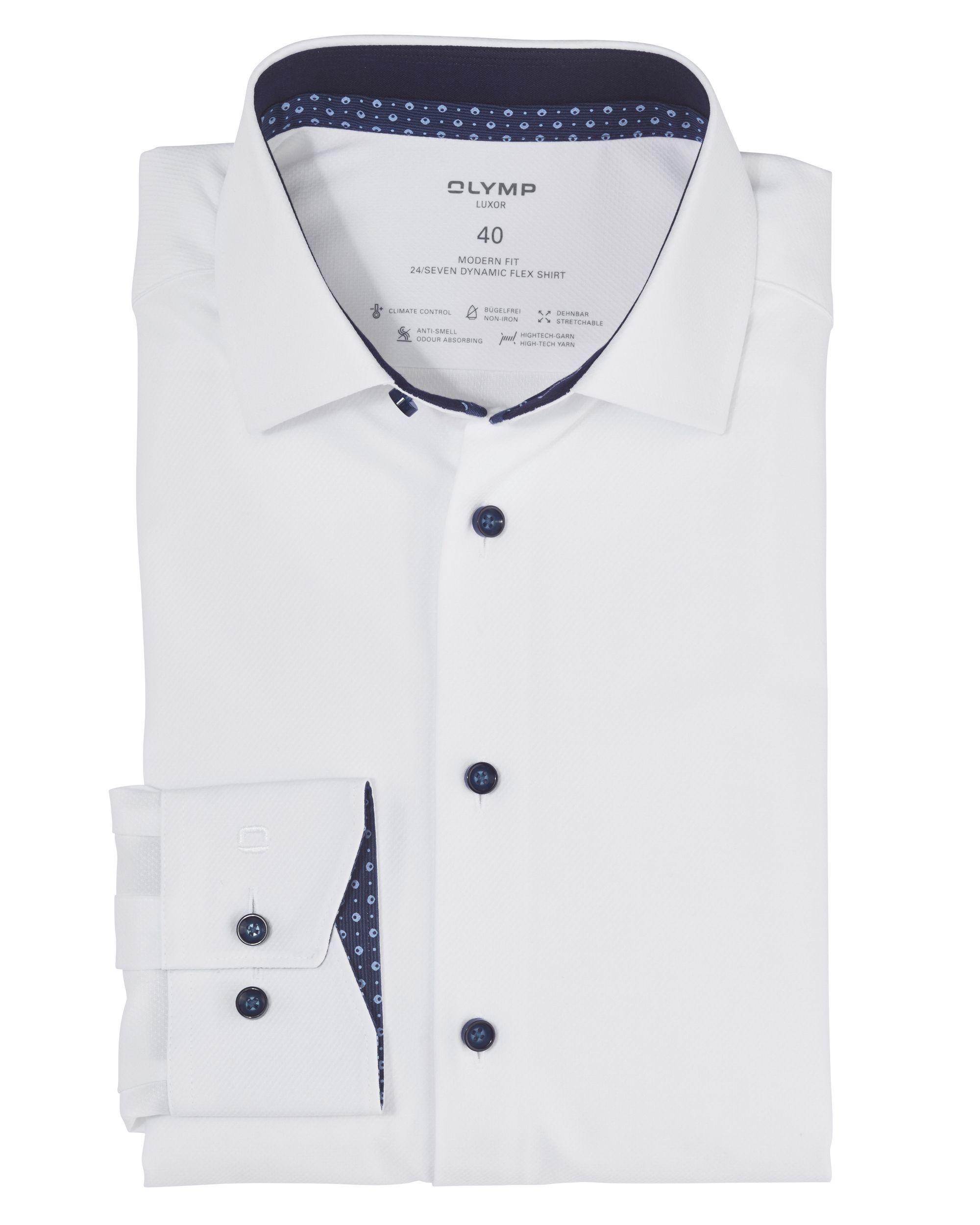 OLYMP Luxor 24/7 Modern fit Overhemd LM Wit 088314-001-37