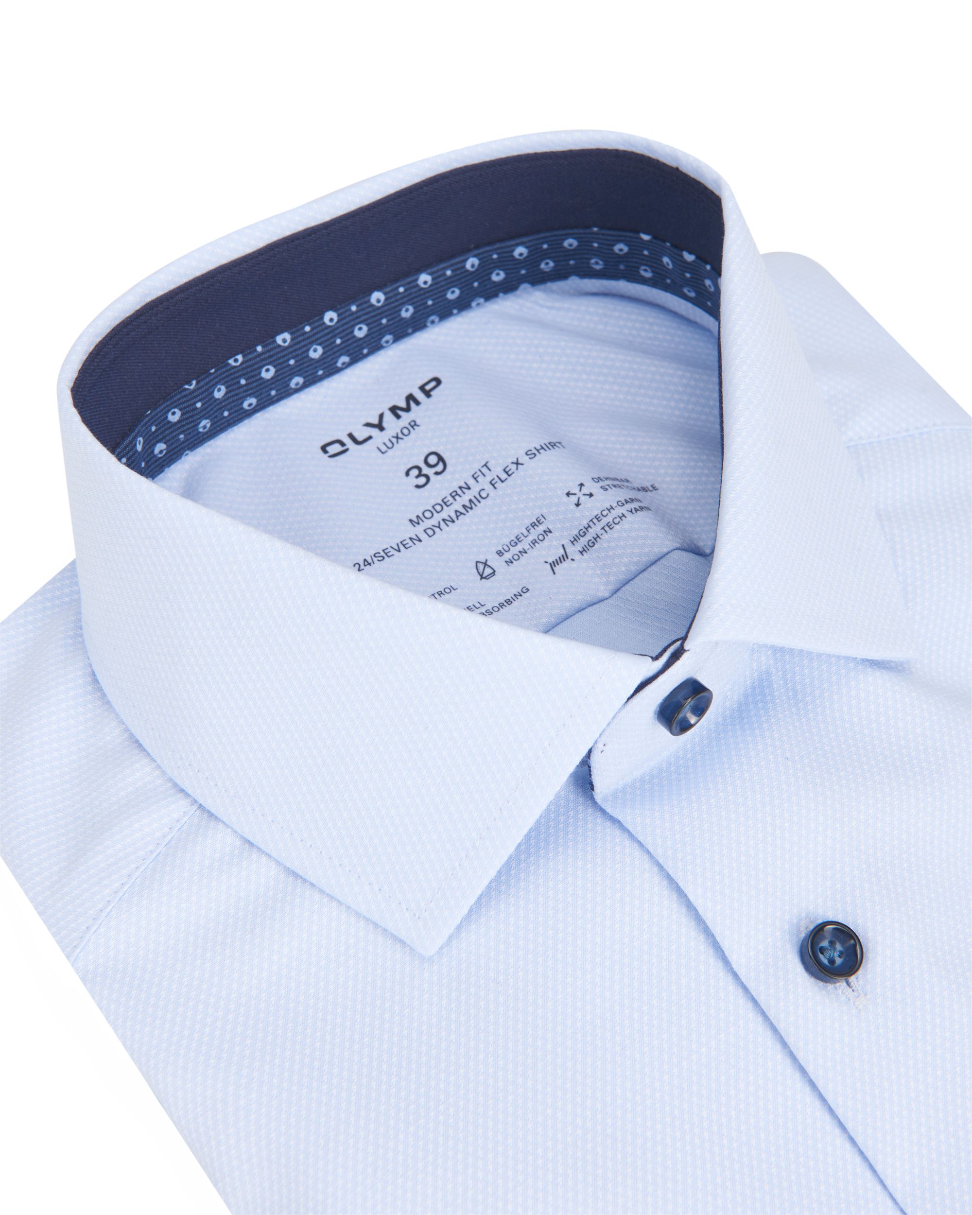 OLYMP Luxor 24/7 Modern fit Overhemd LM Blauw 088315-001-37