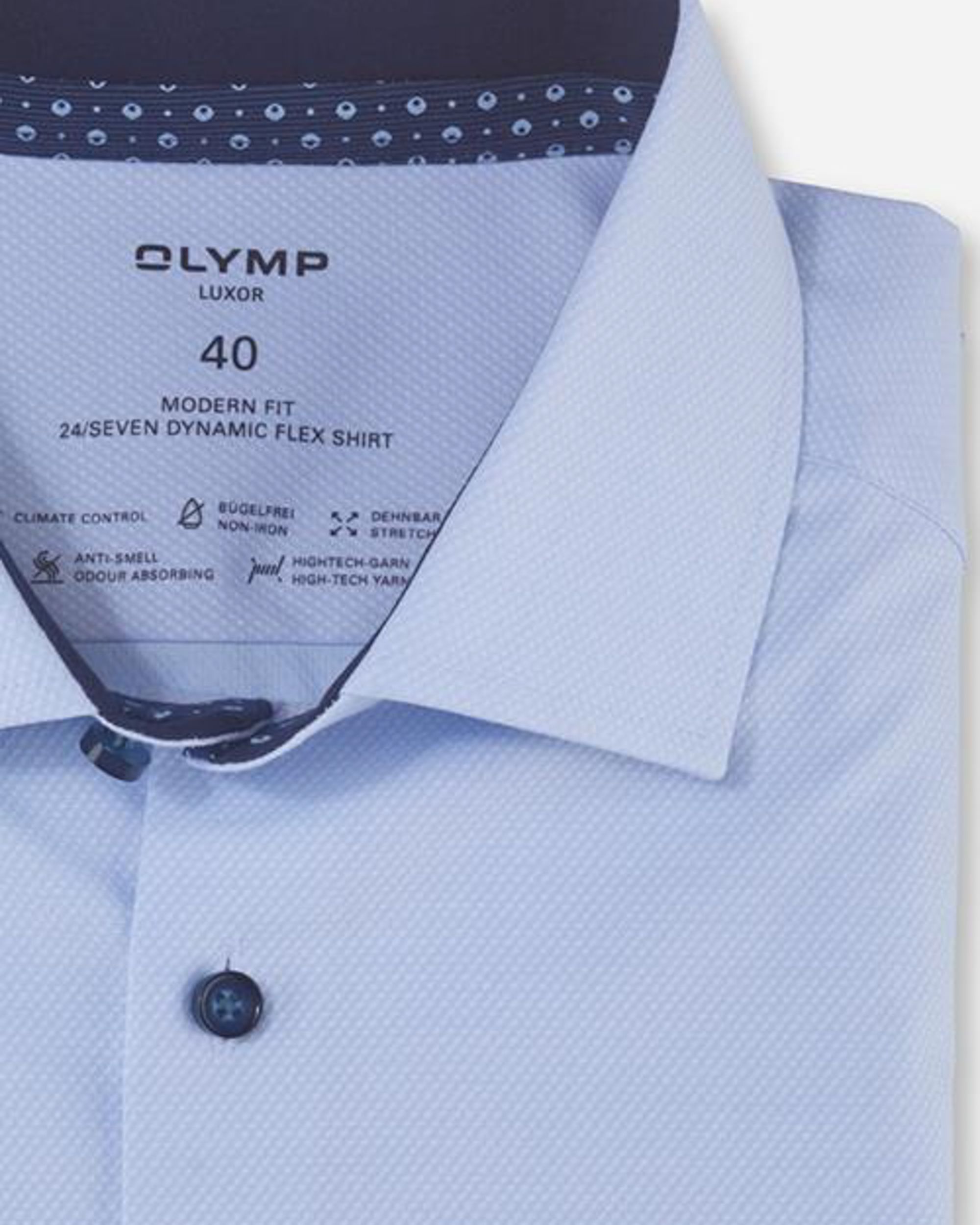 OLYMP Luxor 24/7 Modern fit Overhemd LM Blauw 088315-001-37