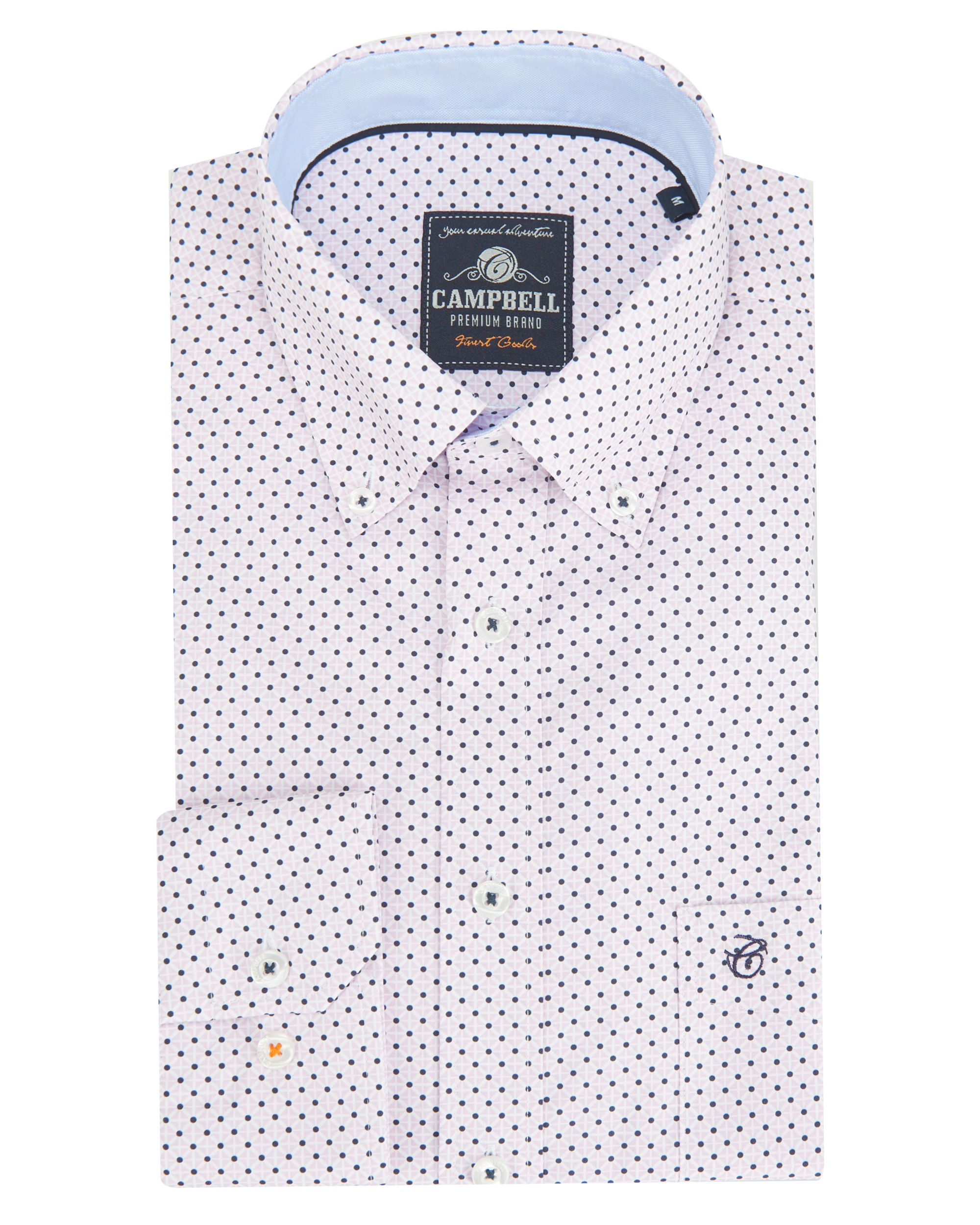 Campbell Casual Overhemd LM Lavender Frost dessin 088322-002-L