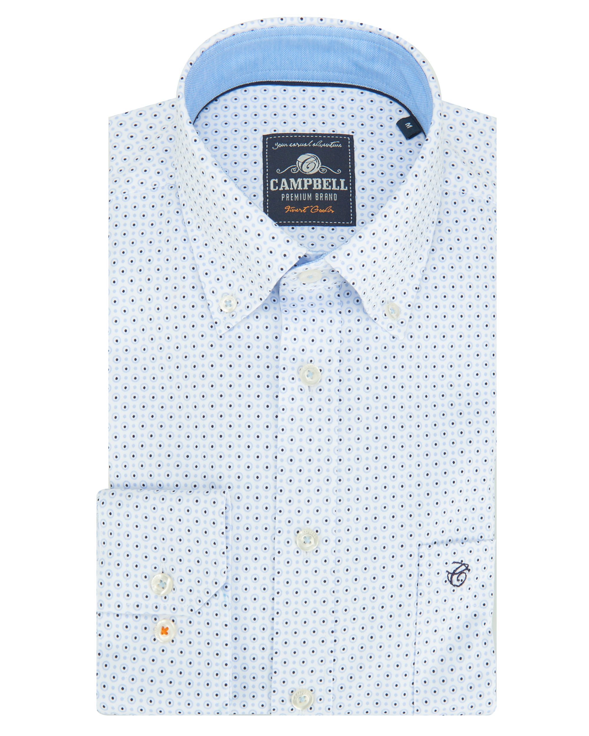 Campbell Classics Casual Overhemd LM Lichtblauw dessin 088324-001-L
