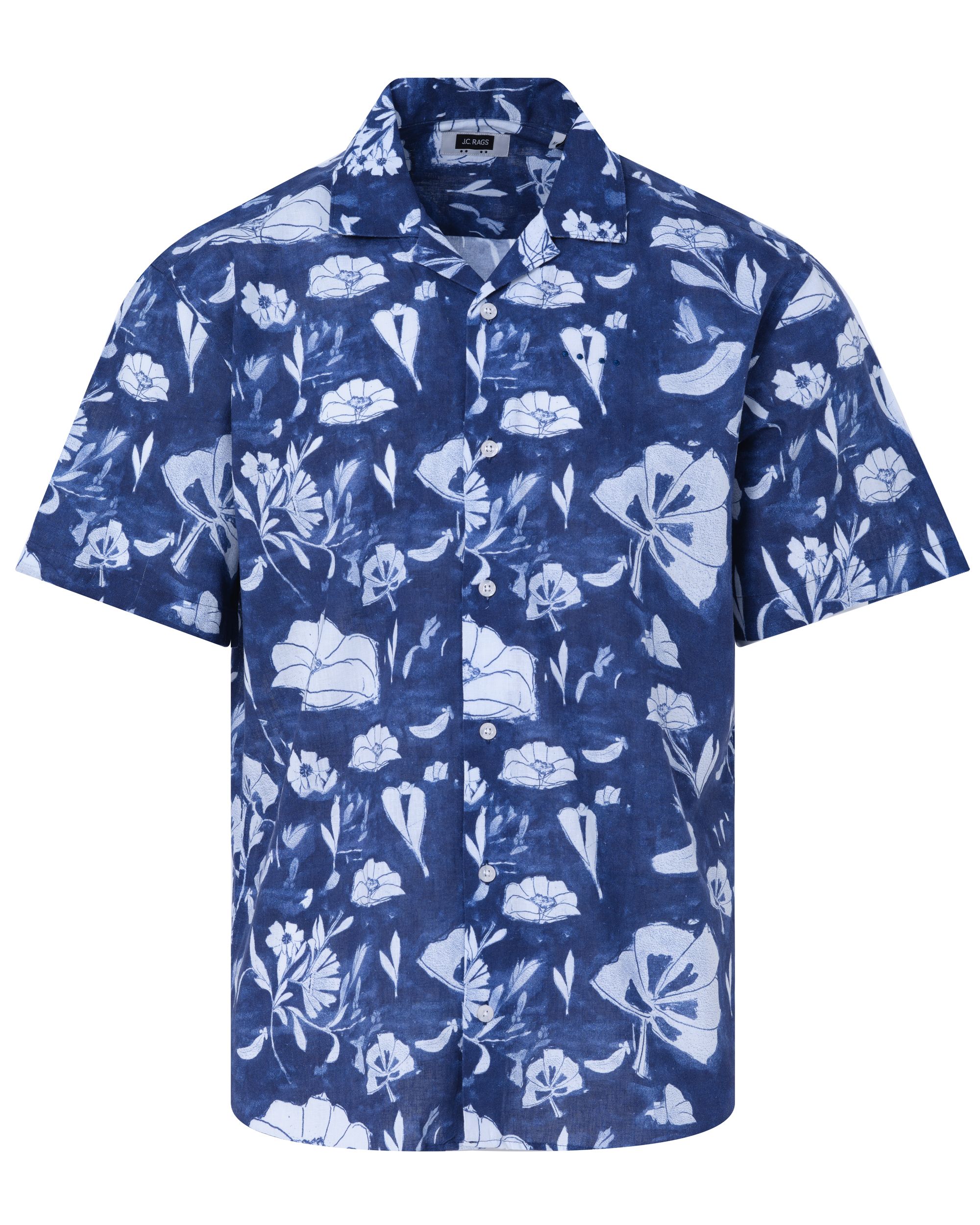 J.C. RAGS Elvis Floral Casual Overhemd KM Blue Depths dessin 088398-003-L
