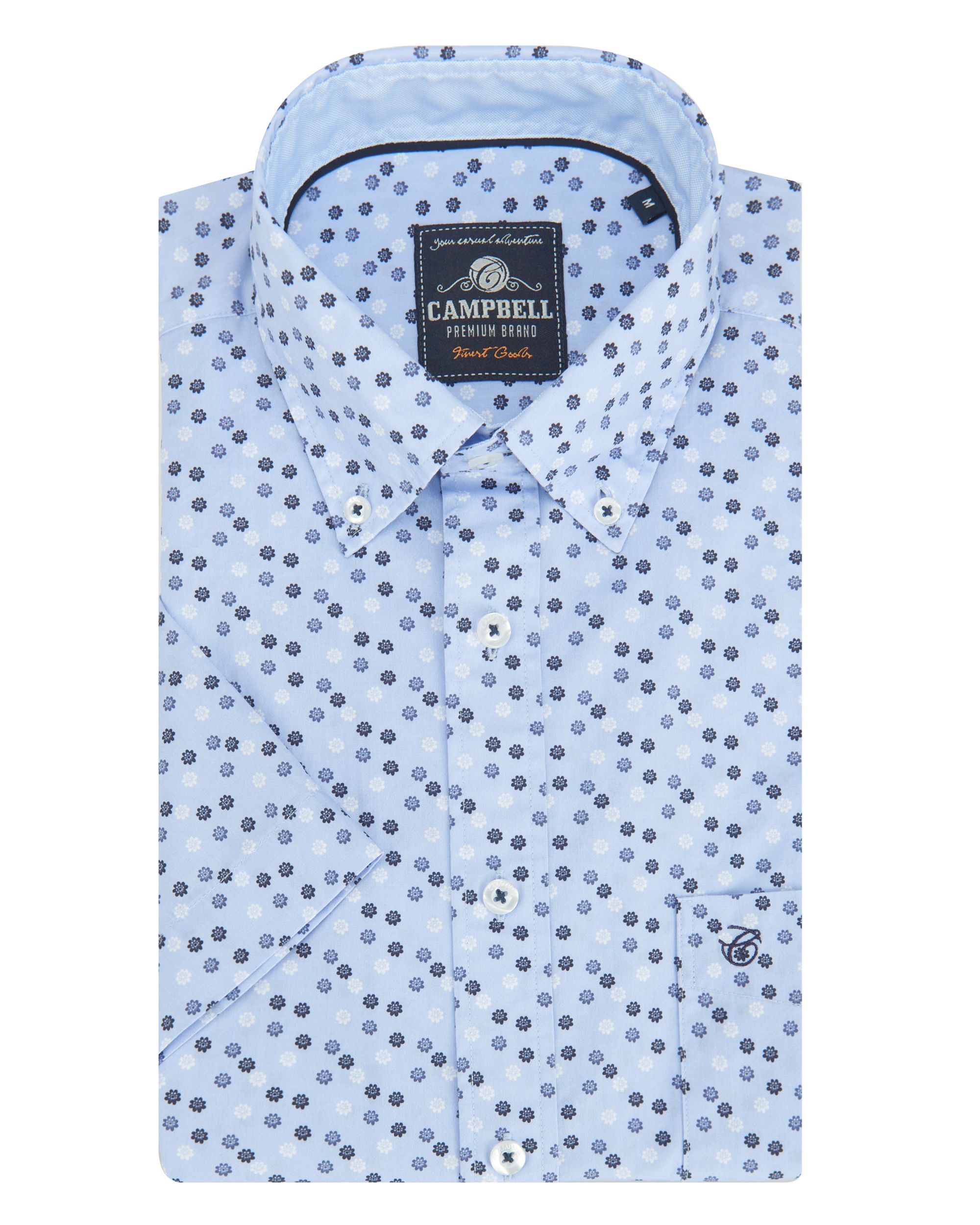 Campbell Classic Casual Overhemd KM Brunnera Blue dessin 089018-001-L