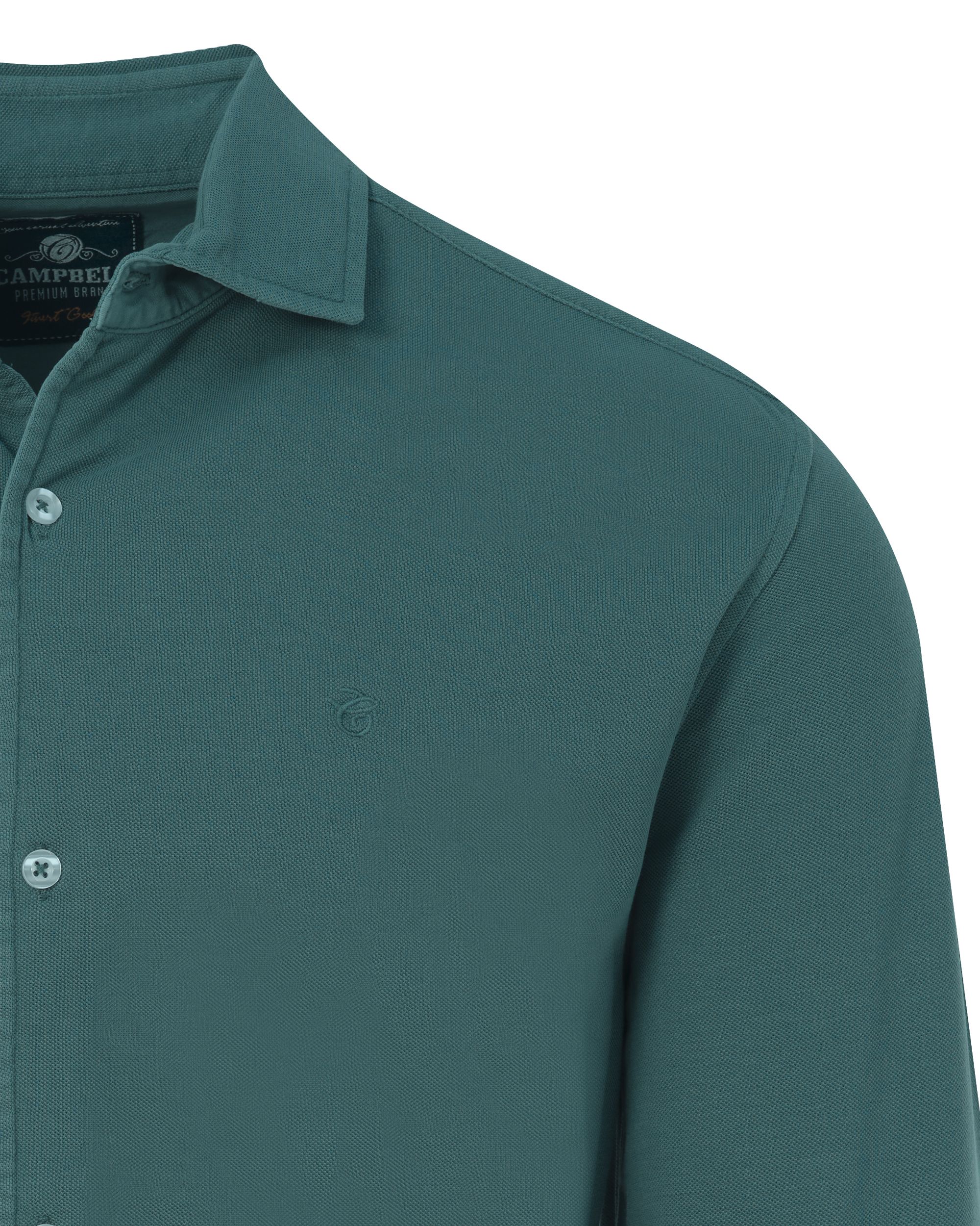 Campbell Casual Overhemd LM Groen uni 089168-004-L
