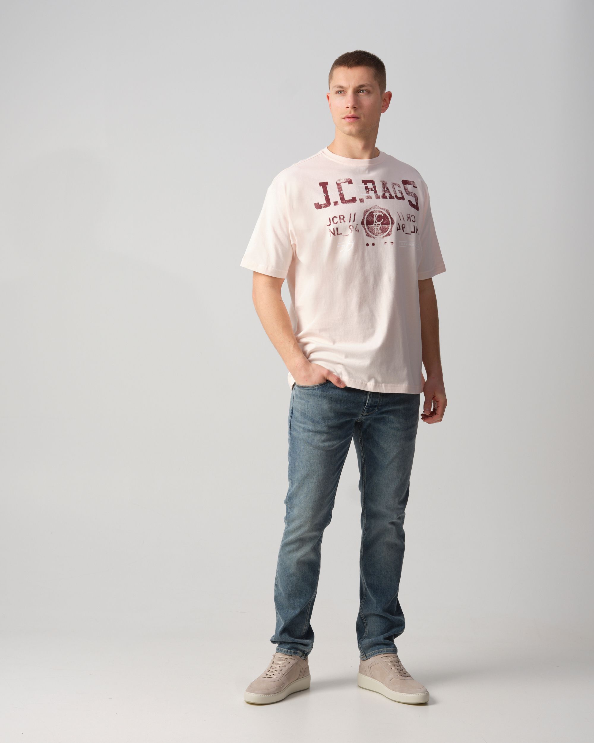 J.C. RAGS Tijmen T-shirt KM Pink Salt 089175-001-L