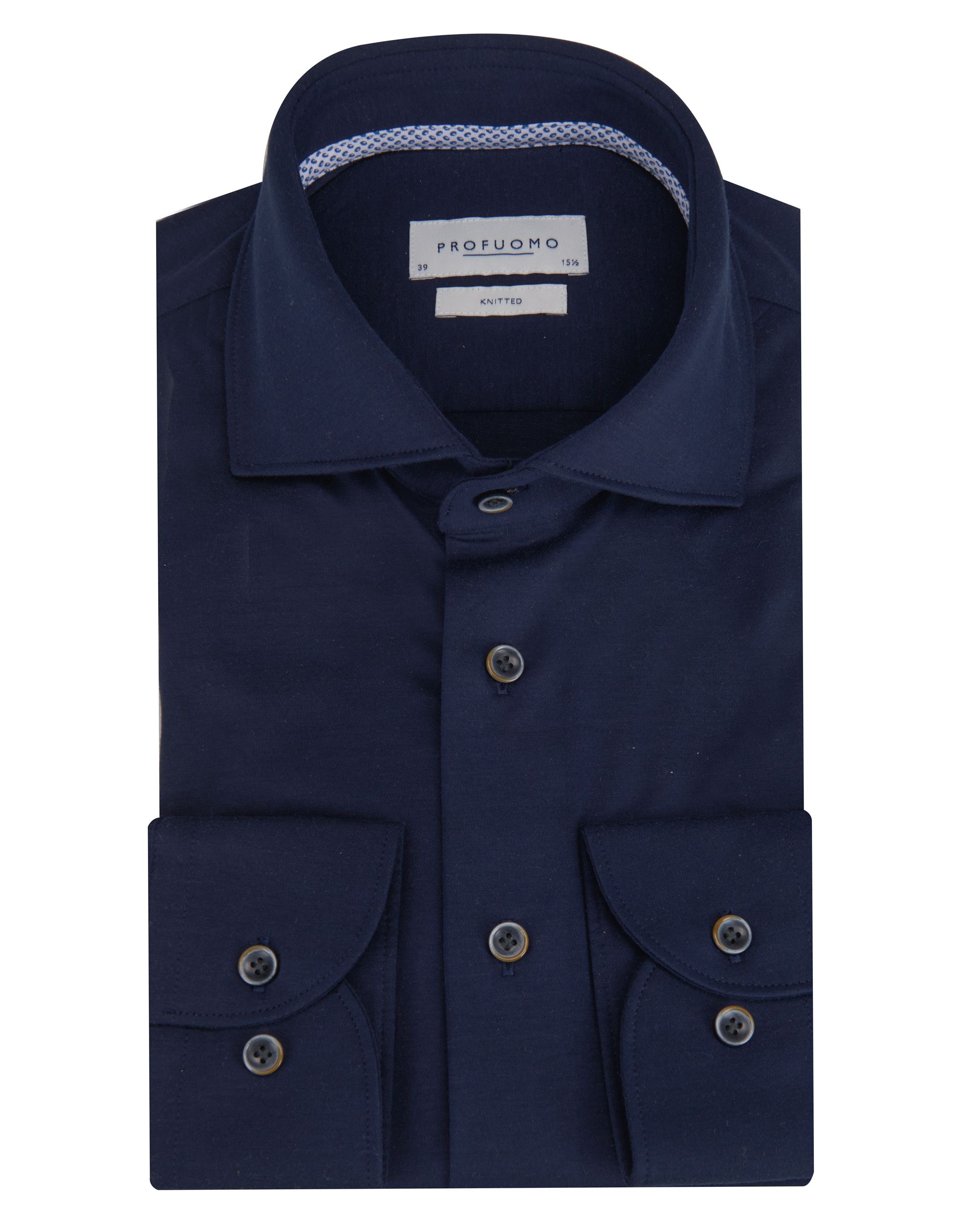 Profuomo Originale Knitted Overhemd LM Blauw 090407-001-38