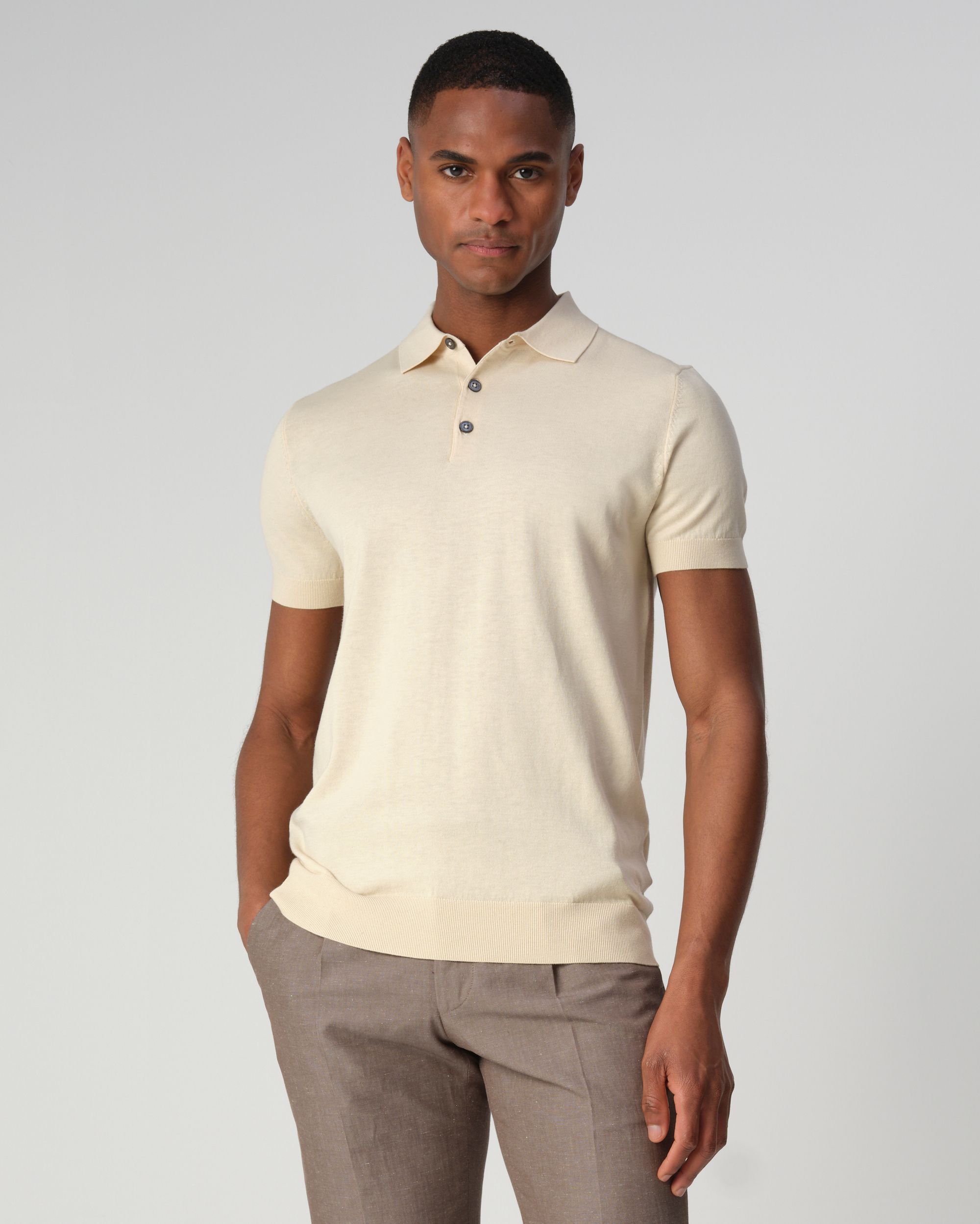 Dutch Dandies Bol Lux Polo KM Beige uni 090582-003-L