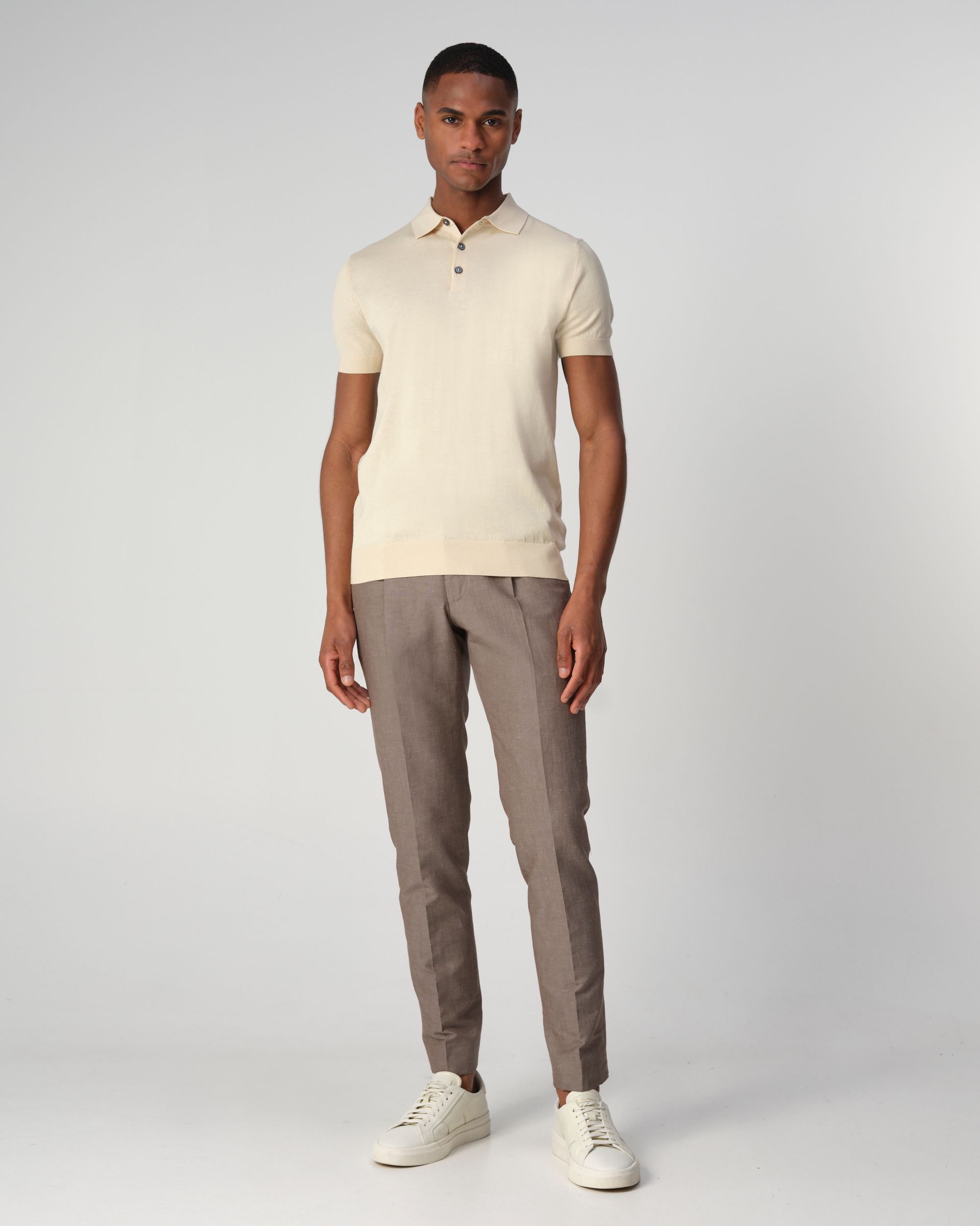 Dutch Dandies Bol Lux Polo KM Beige uni 090582-003-L