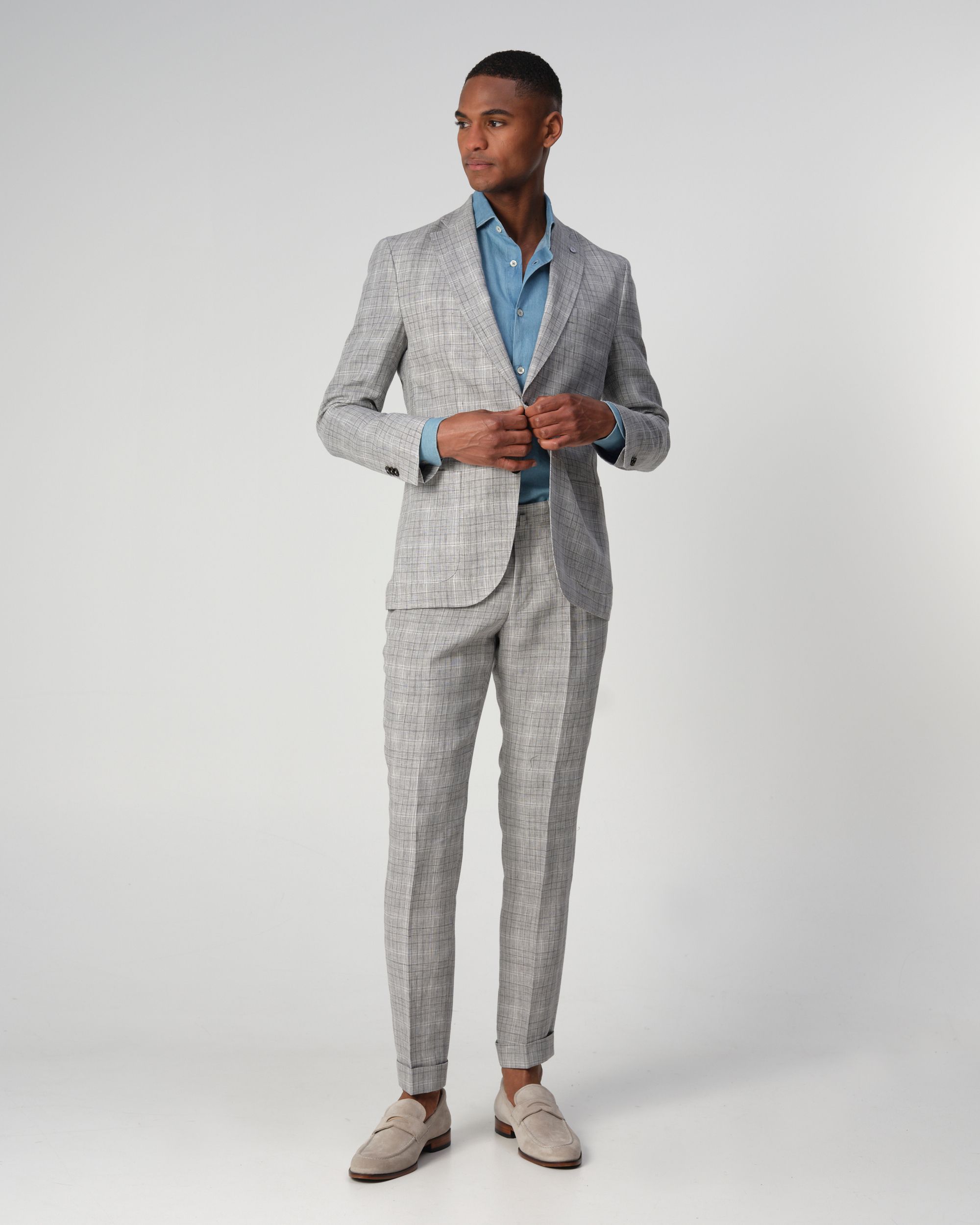 Dutch Dandies Devon Pak Lichtgrijs grote ruit 090589-002-46