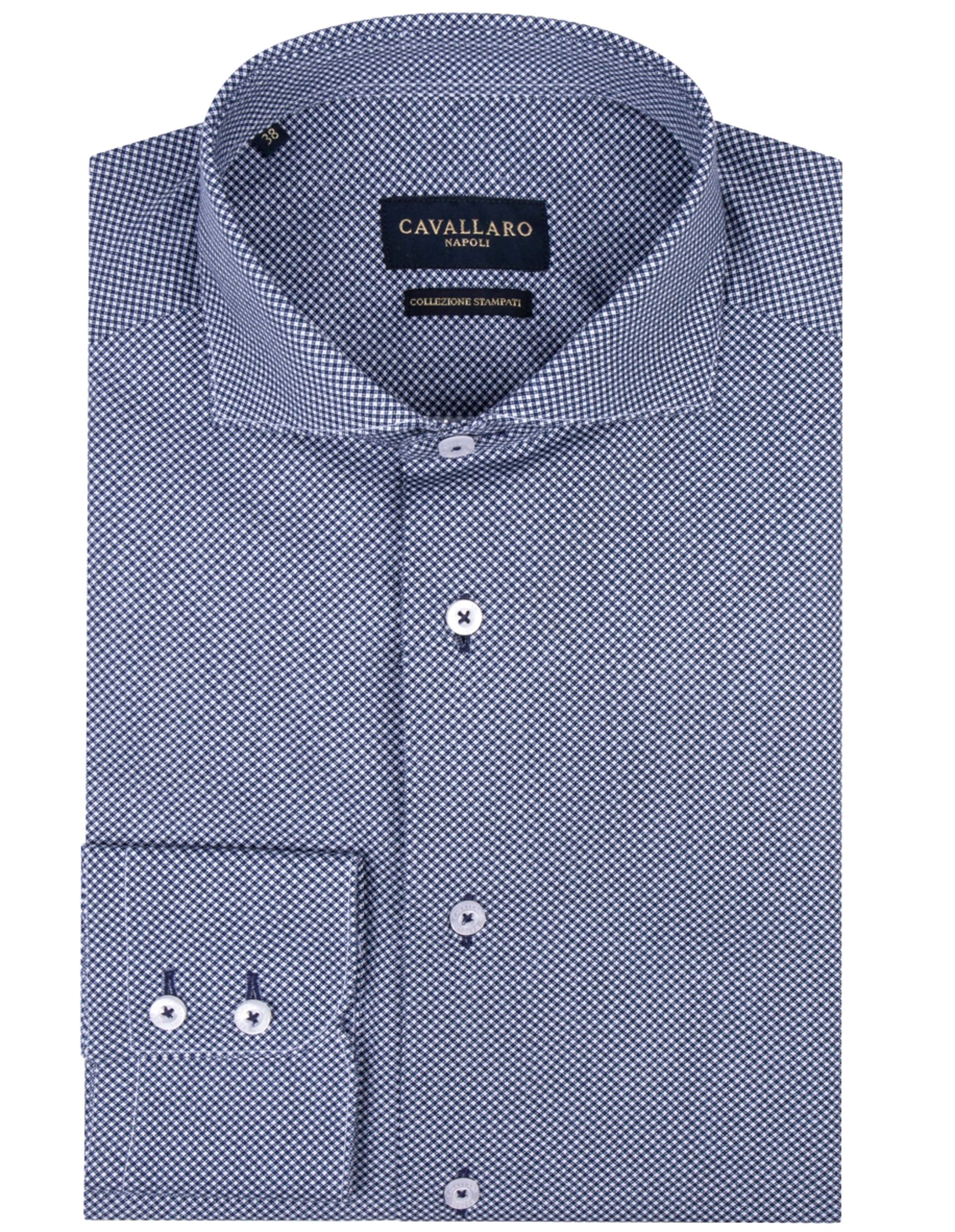 Cavallaro Casual Overhemd LM Blauw kleine ruit 091509-001-36