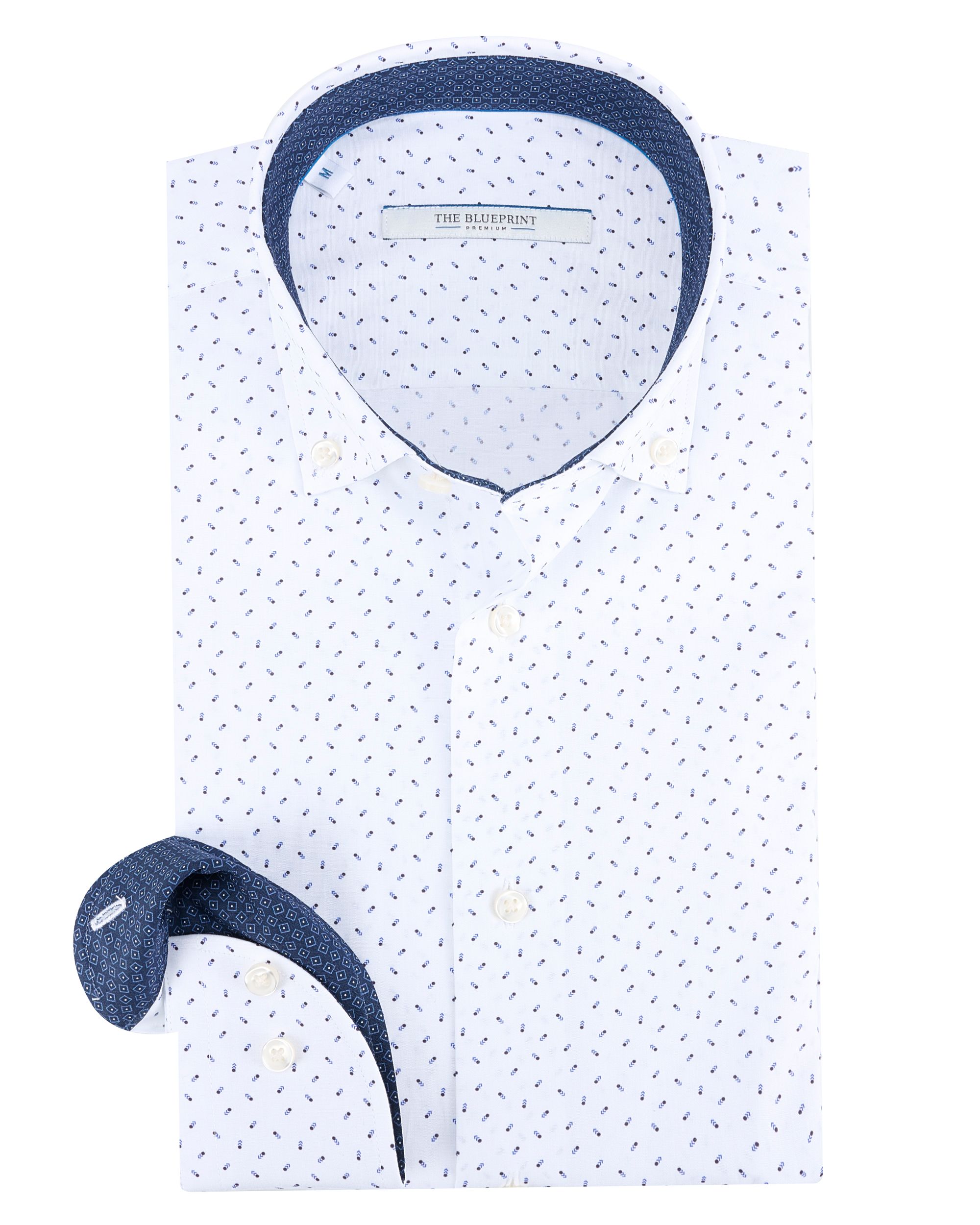 The BLUEPRINT Premium - Trendy Overhemd LM Wit dessin 092061-001-L