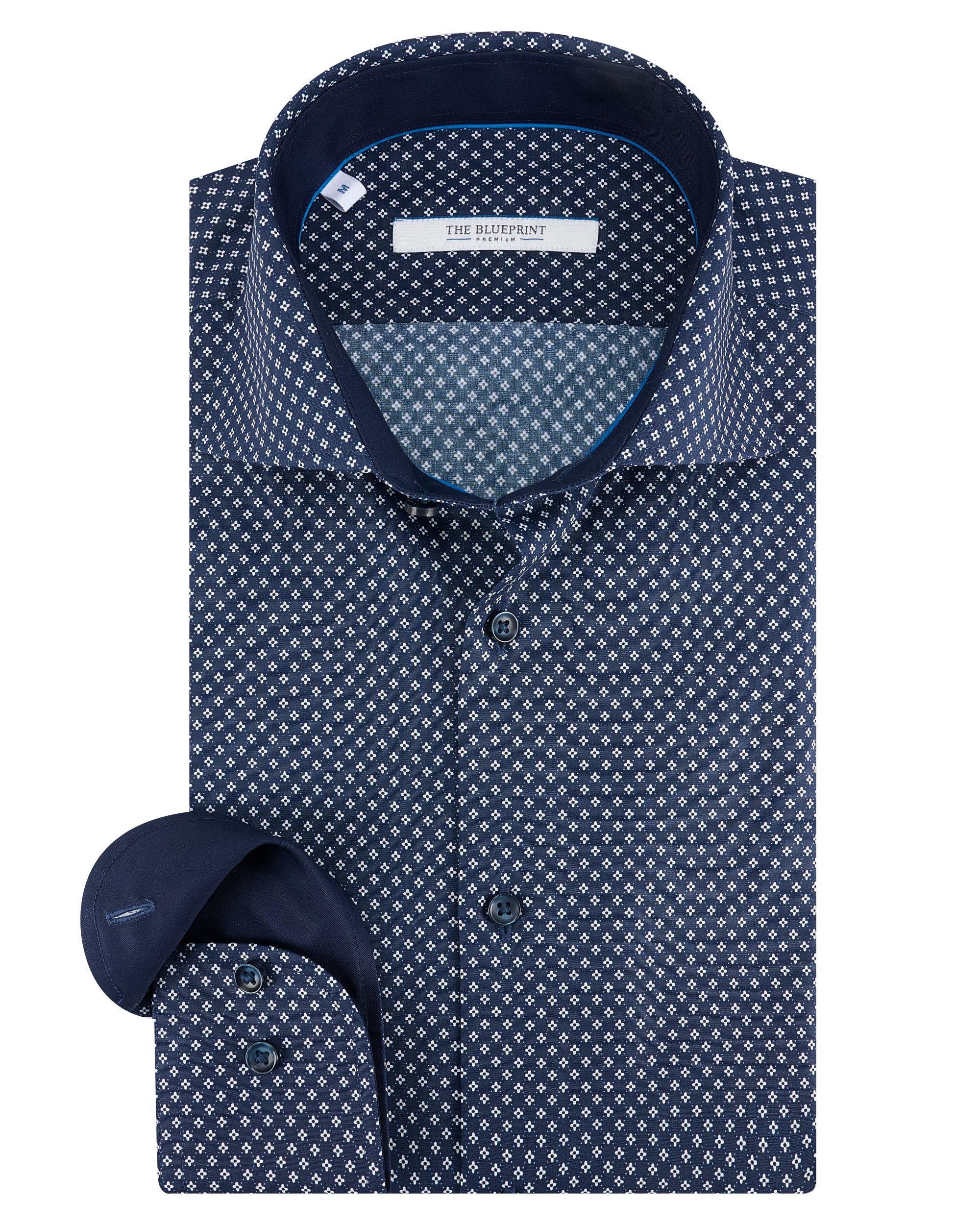 The BLUEPRINT Premium - Trendy Overhemd LM Navy dessin 092062-001-L