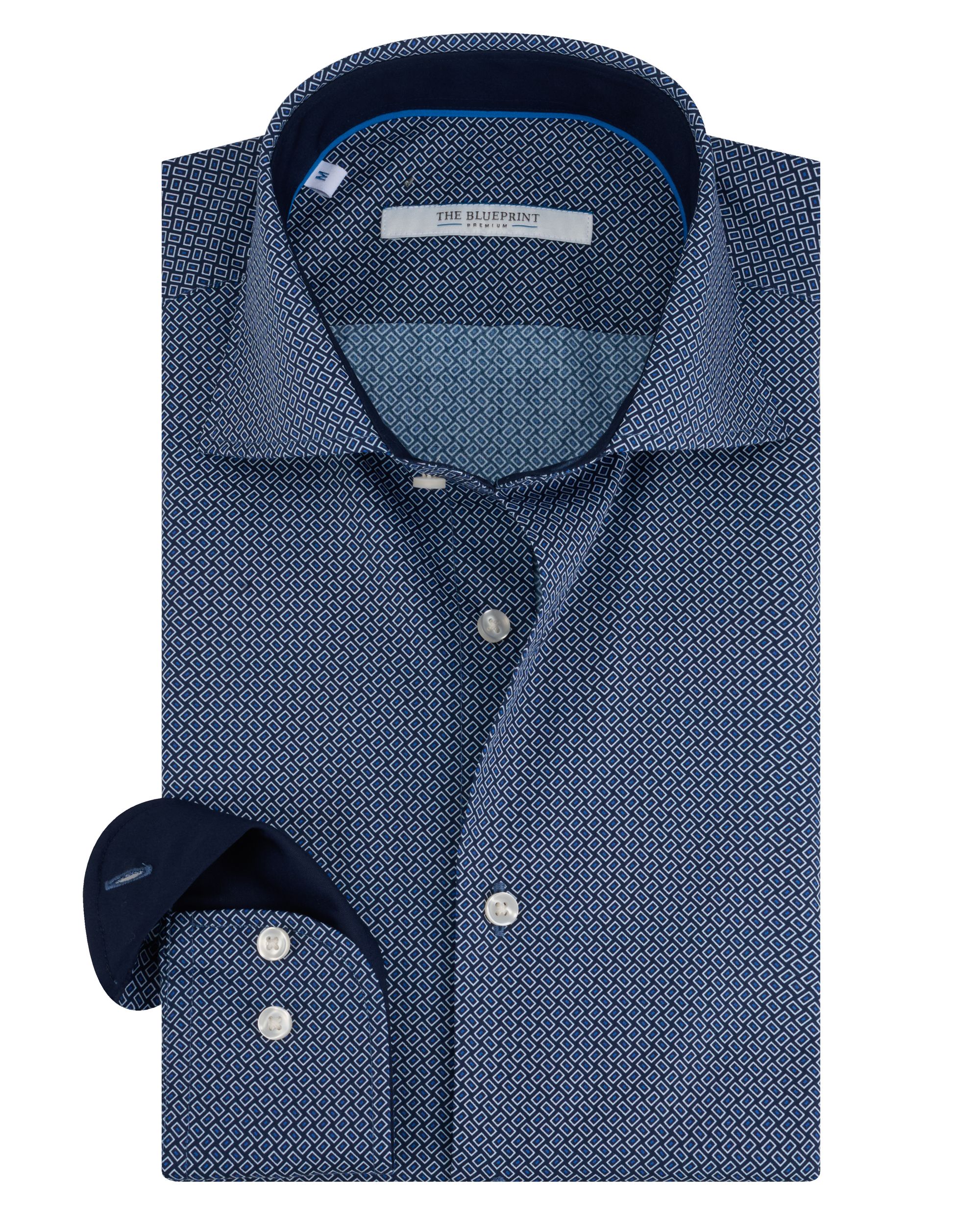 The BLUEPRINT Premium -Trendy Overhemd LM Navy dessin 092068-001-L
