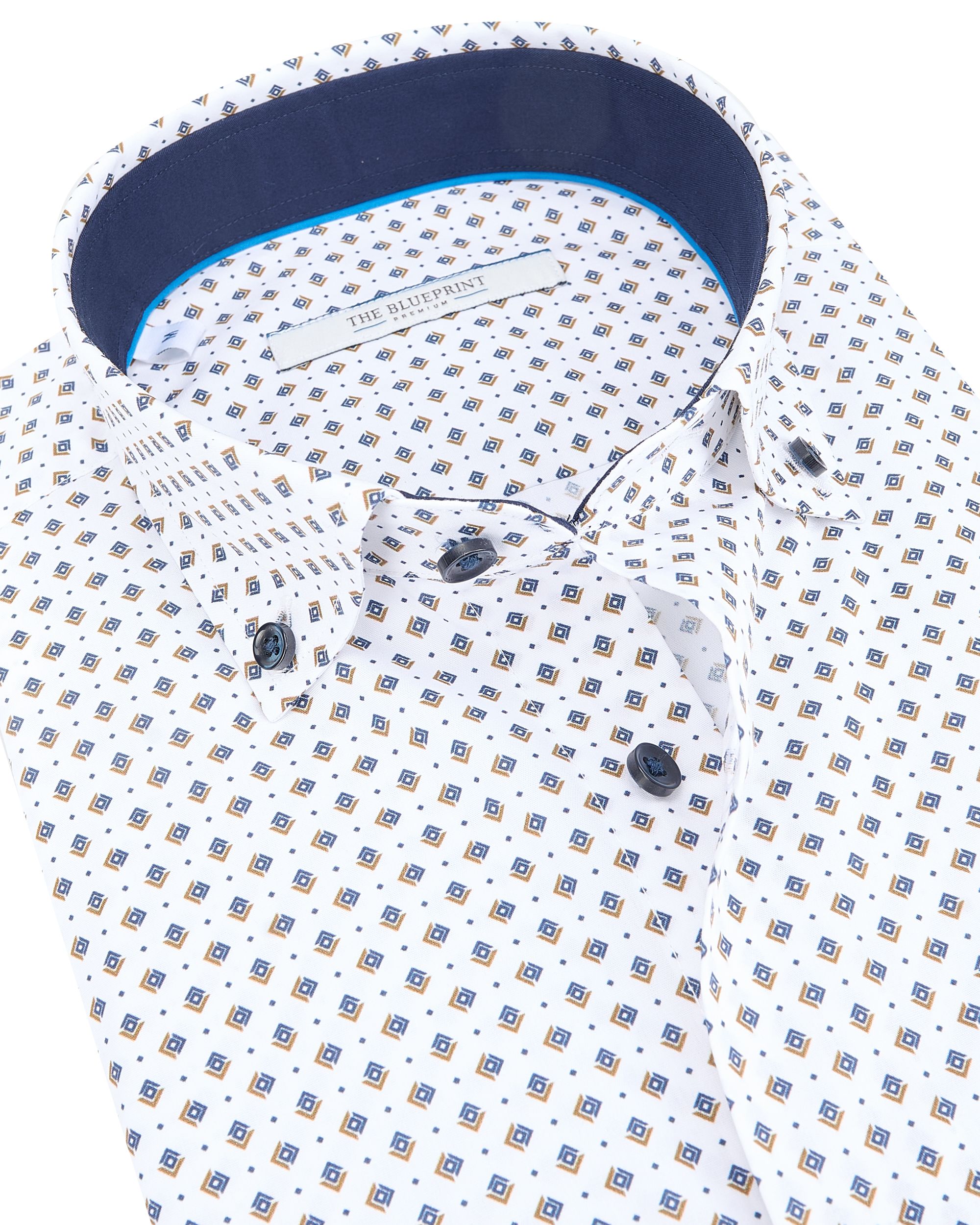 The BLUEPRINT Premium - Trendy Overhemd LM Wit dessin 092078-001-L
