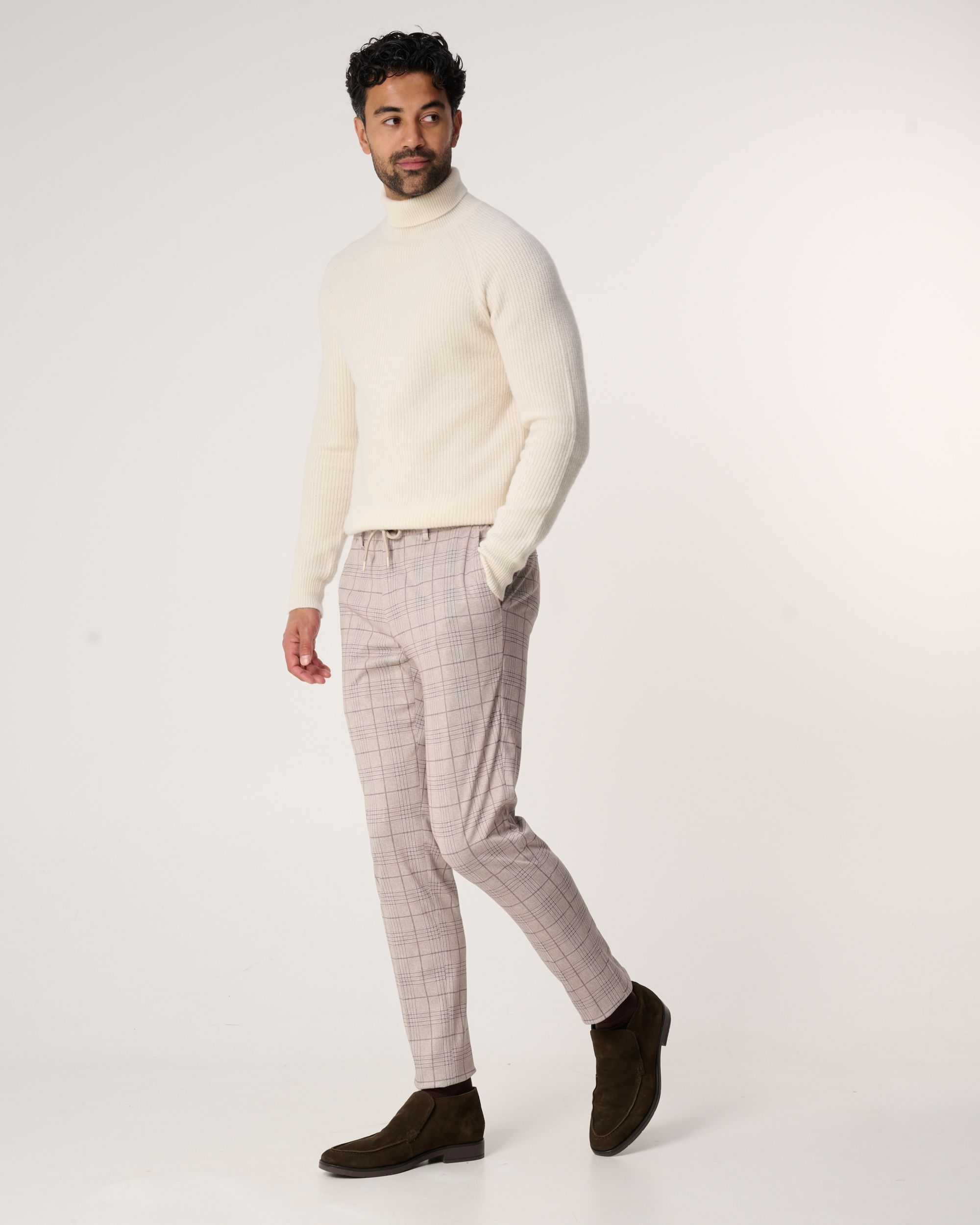 Campbell Pantalon Beige grote ruit 094715-002-46
