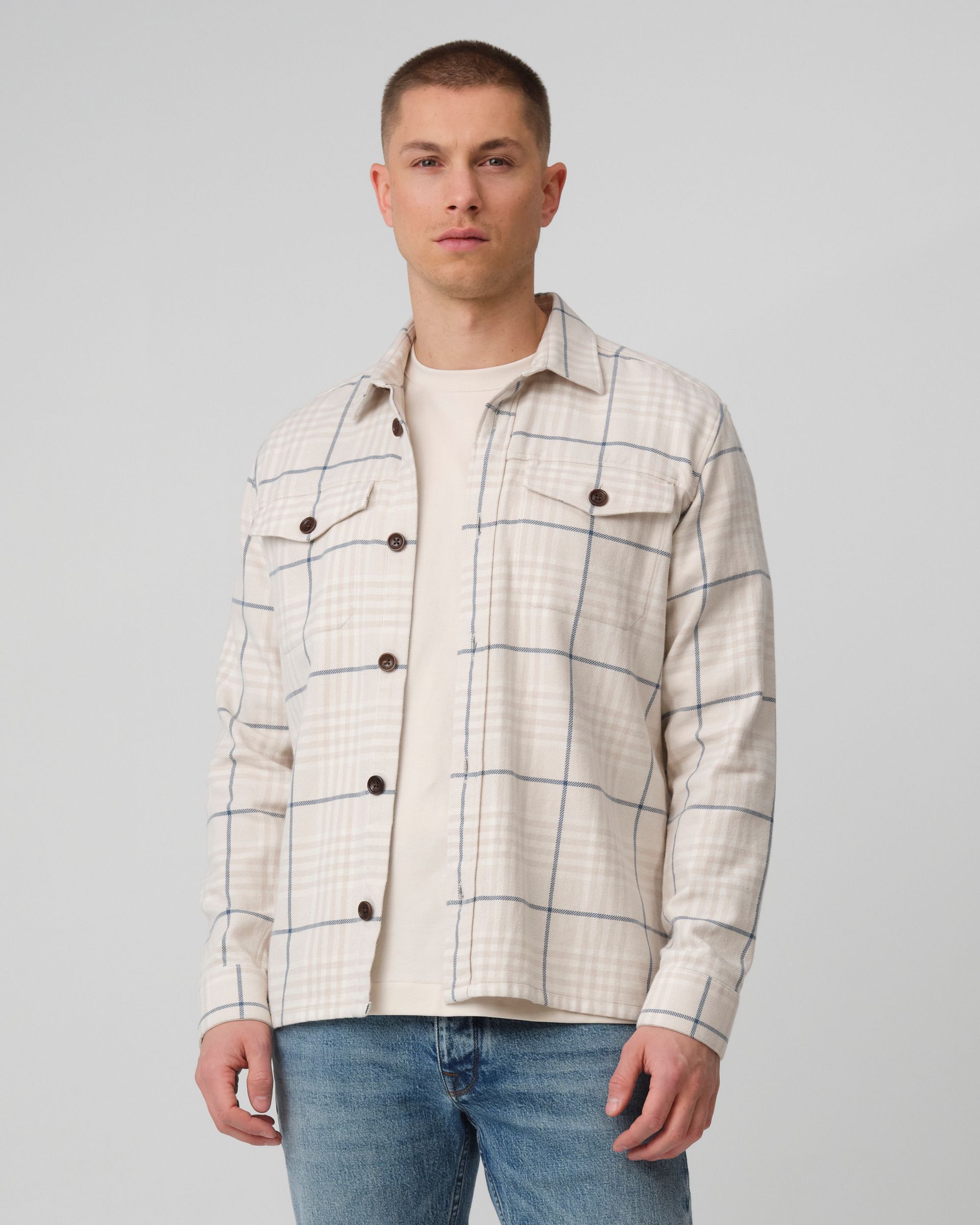 J.C. RAGS Rylee Overshirt  Coconut Milk grote ruit 095849-002-L