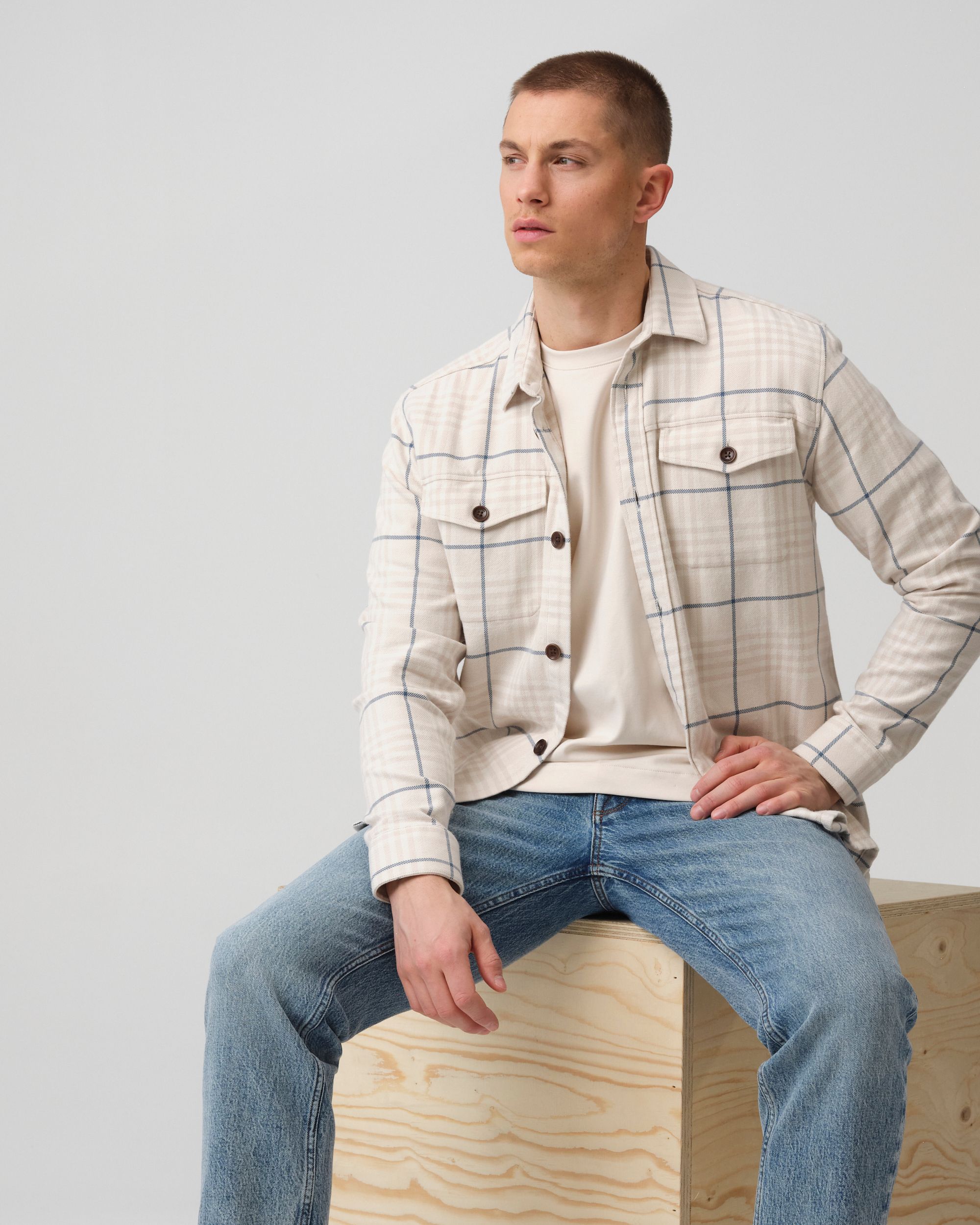 J.C. RAGS Rylee Overshirt  Coconut Milk grote ruit 095849-002-L