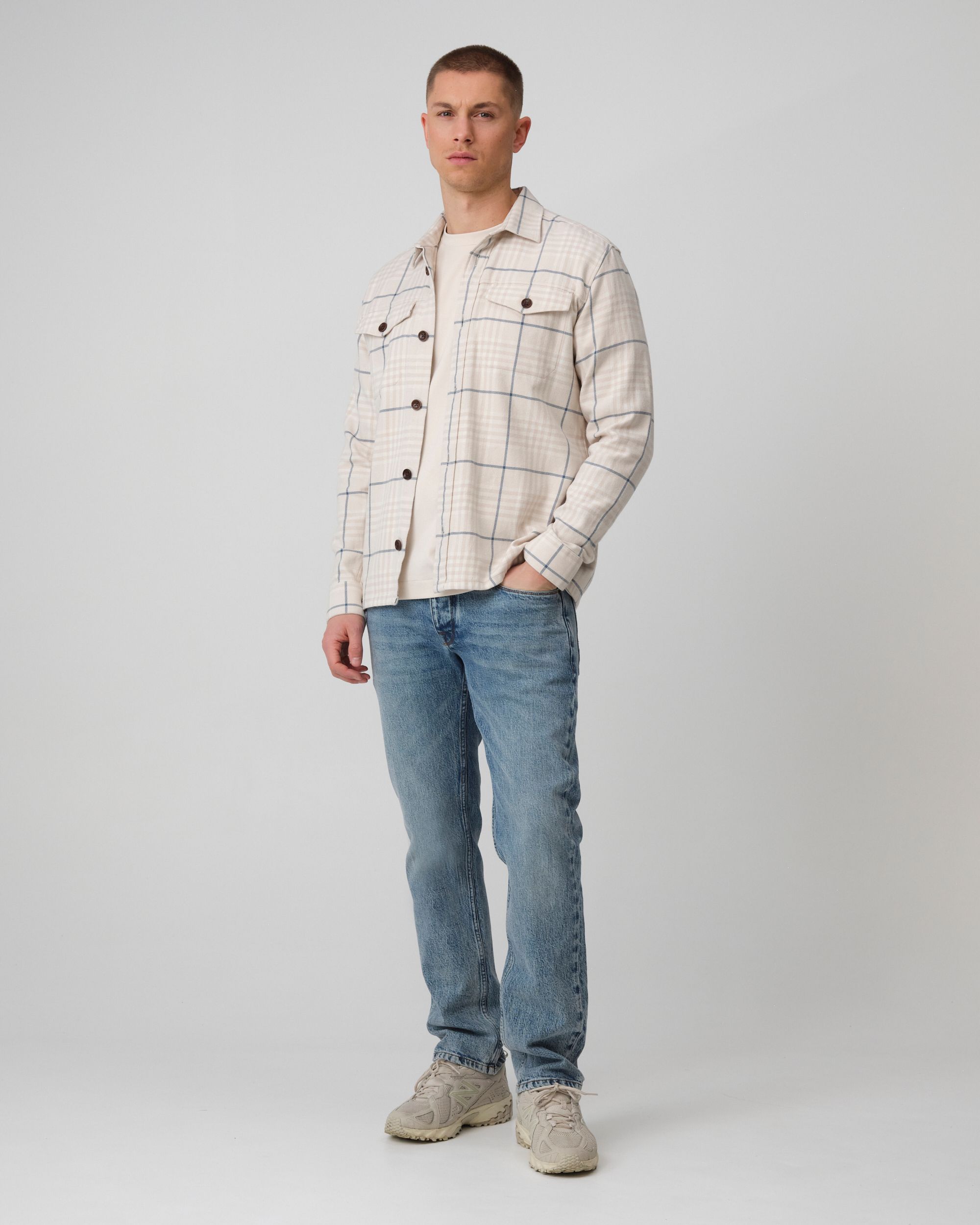 J.C. RAGS Rylee Overshirt  Coconut Milk grote ruit 095849-002-L