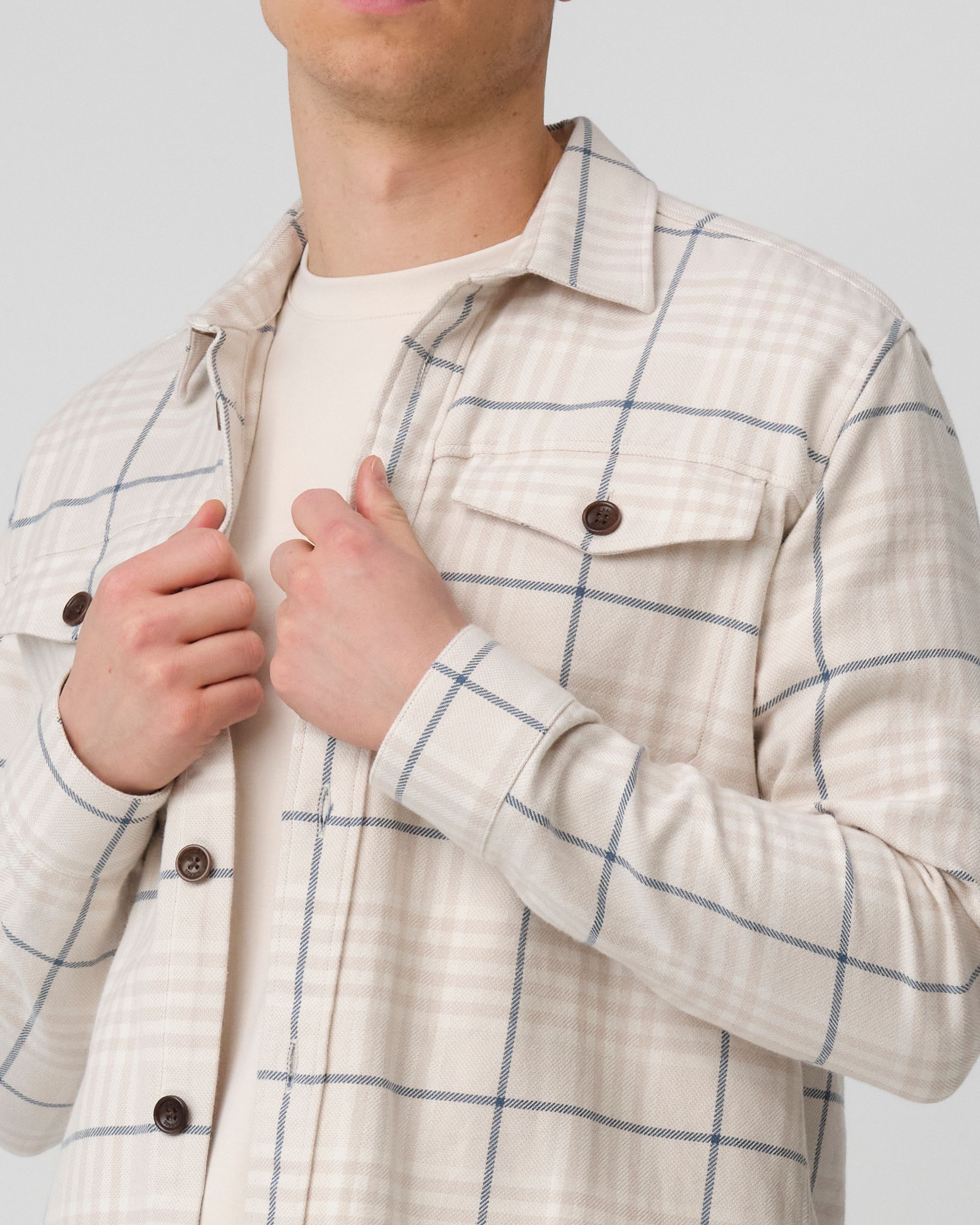 J.C. RAGS Rylee Overshirt  Coconut Milk grote ruit 095849-002-L