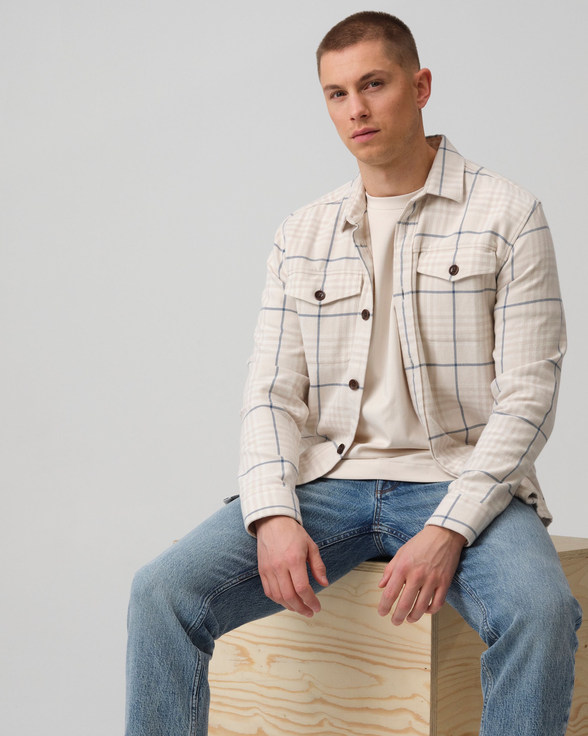 J.C. RAGS Rylee Overshirt  Coconut Milk grote ruit 095849-002-L