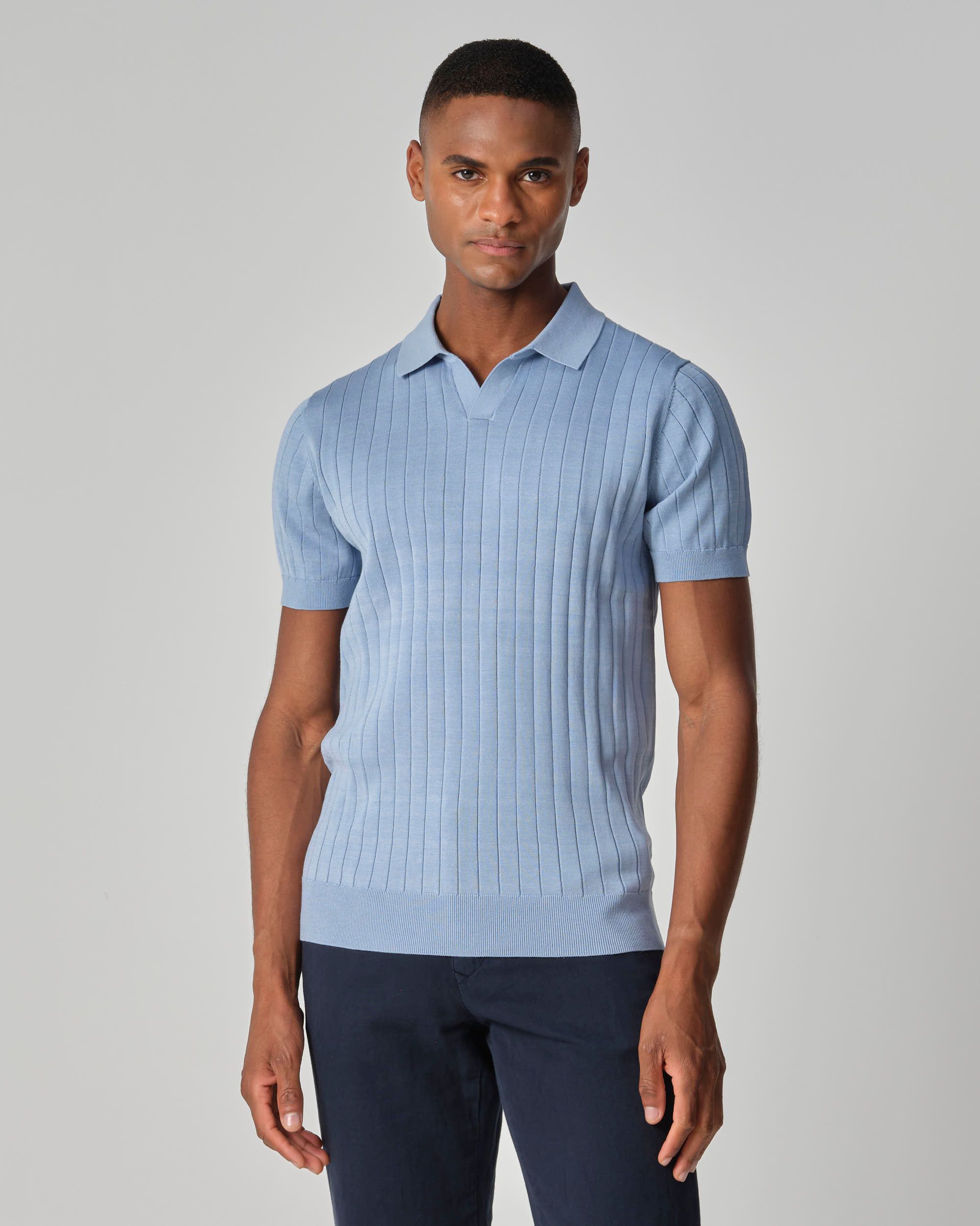 Dutch Dandies Gatsby Polo KM Lichtblauw uni 096094-001-L