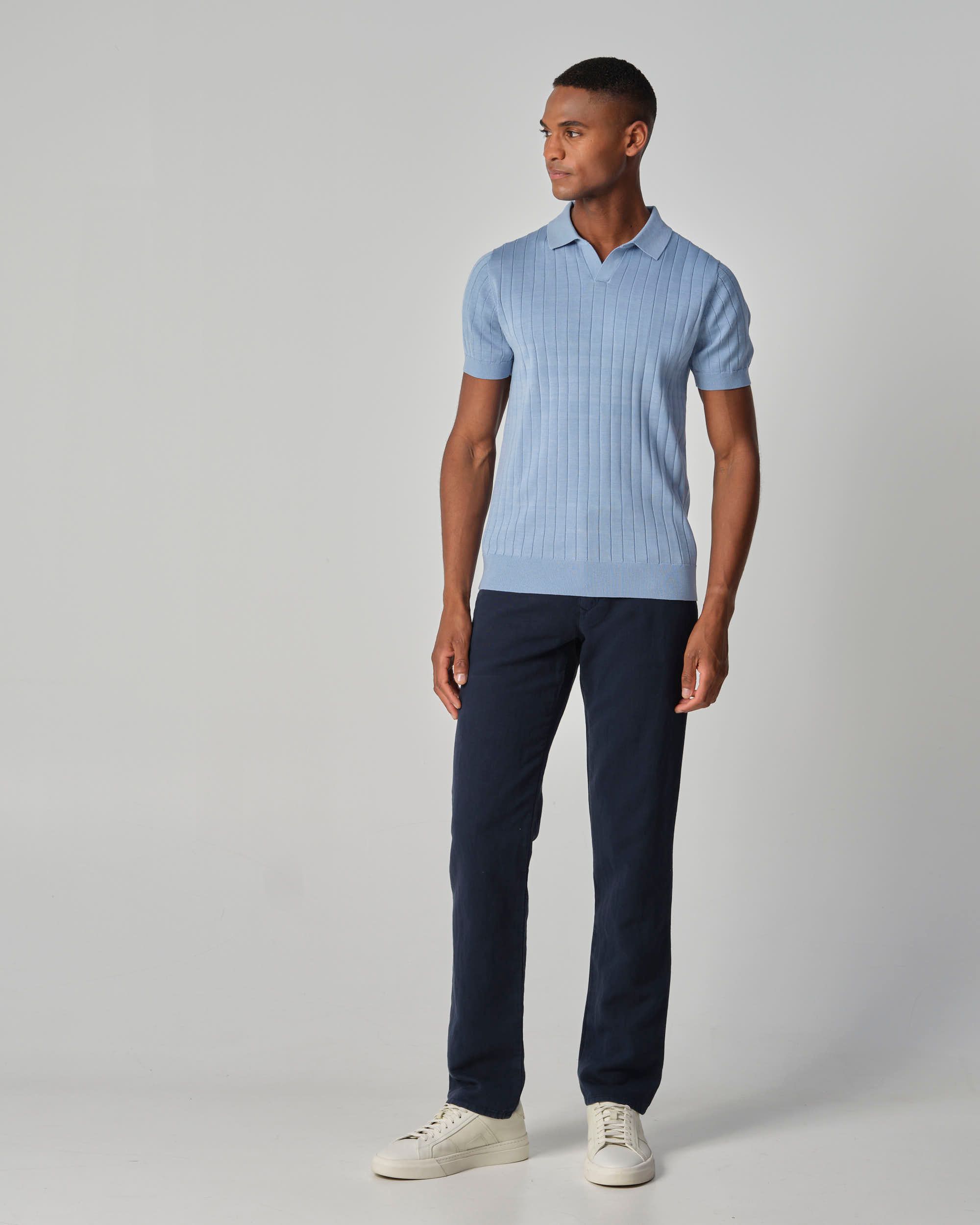 Dutch Dandies Gatsby Polo KM Lichtblauw uni 096094-001-L