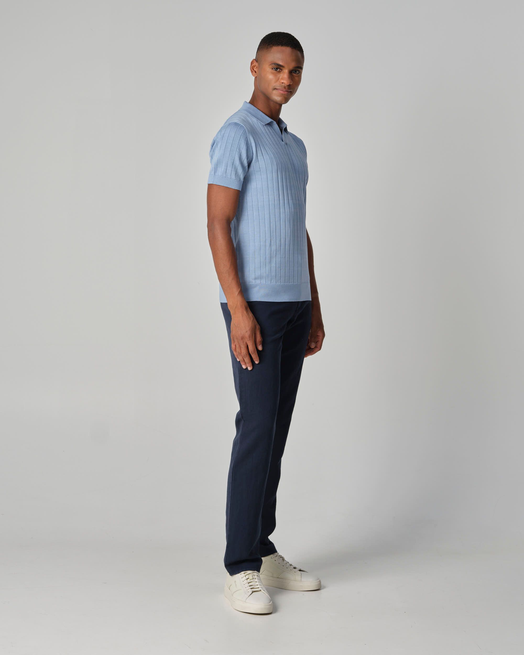 Dutch Dandies Gatsby Polo KM Lichtblauw uni 096094-001-L