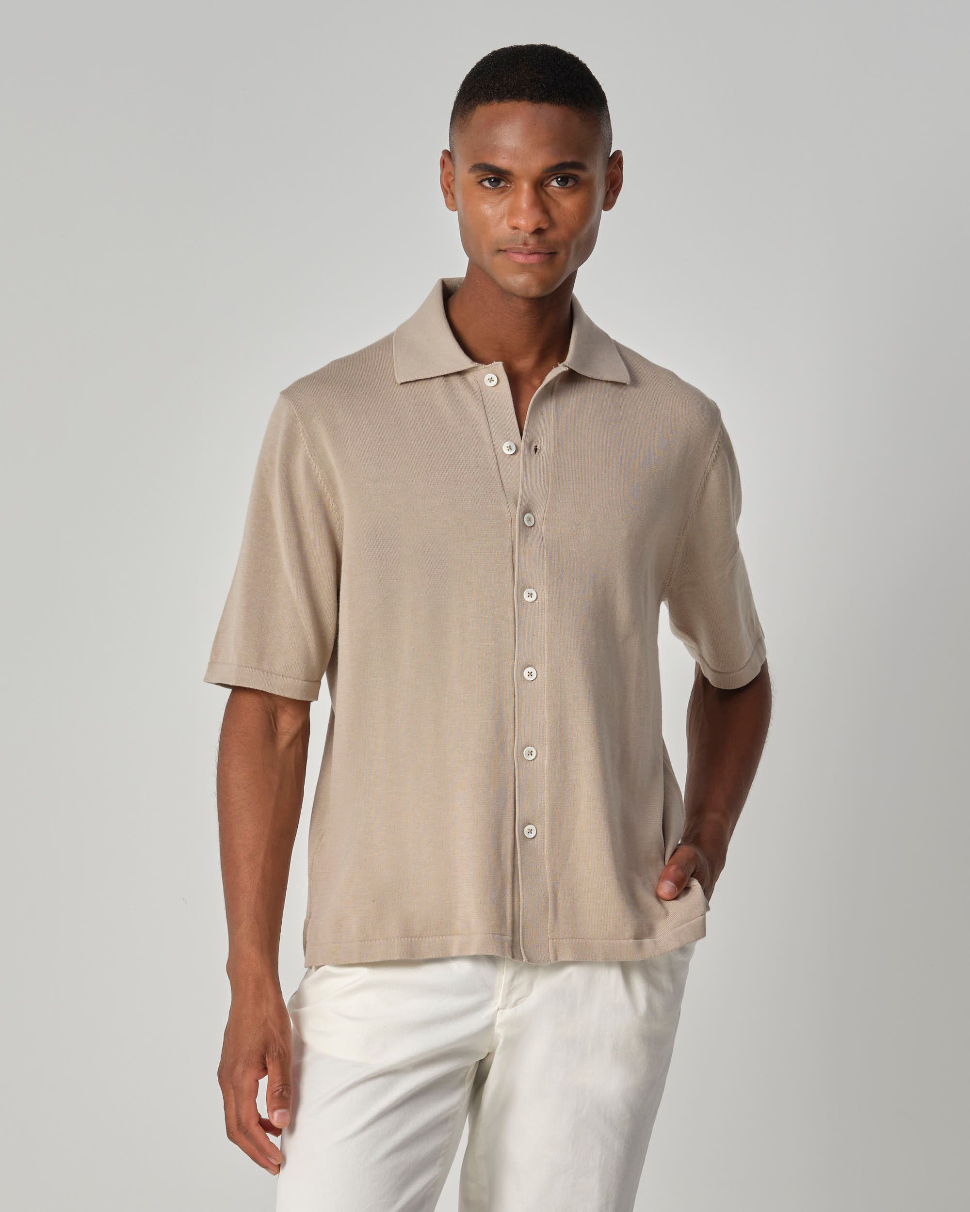 Dutch Dandies Hardwick Polo KM Pure Cashmere taupe 096096-002-L
