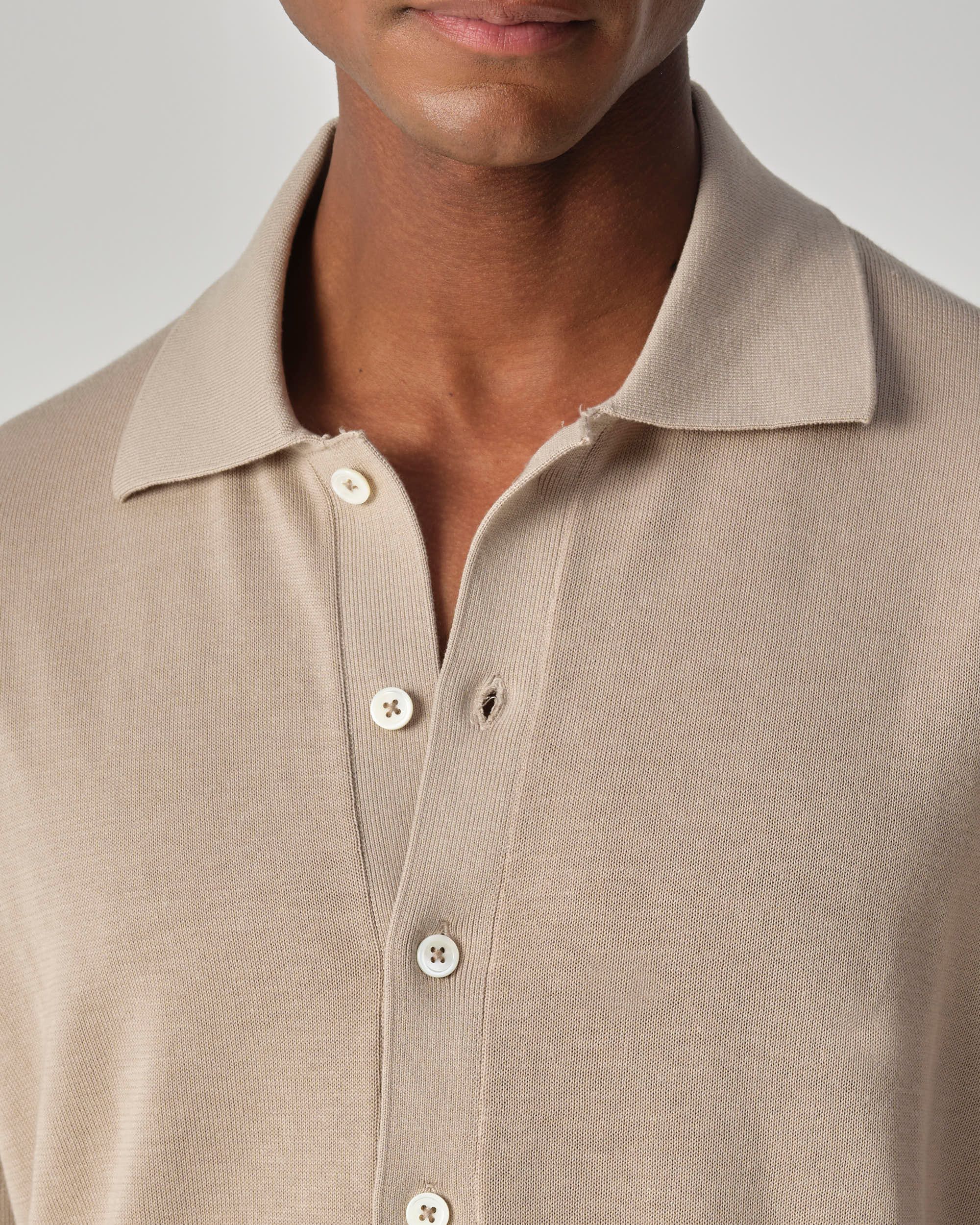 Dutch Dandies Hardwick Polo KM Pure Cashmere taupe 096096-002-L