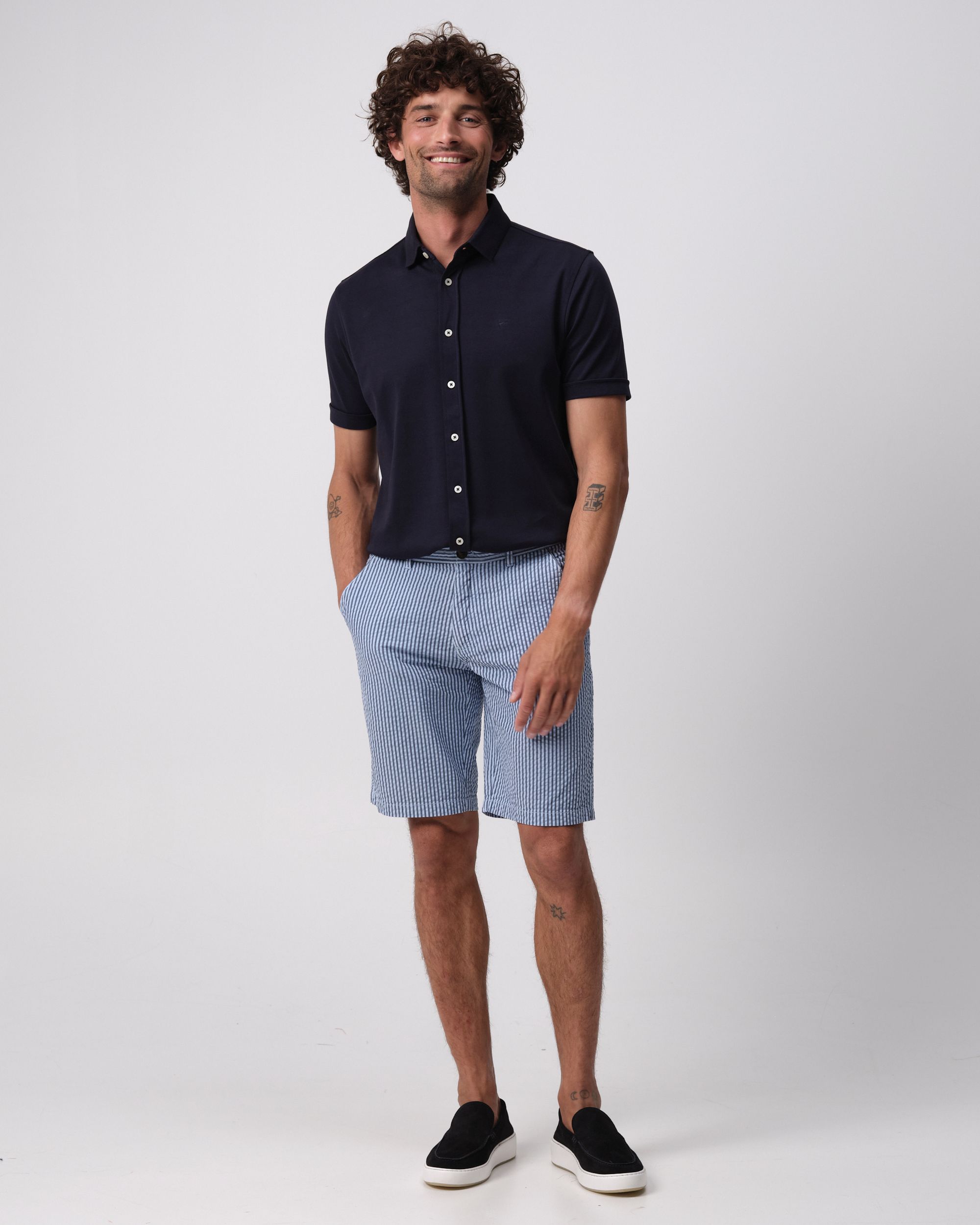 Campbell Seerford Short Chambray Blue streep 096110-001-28