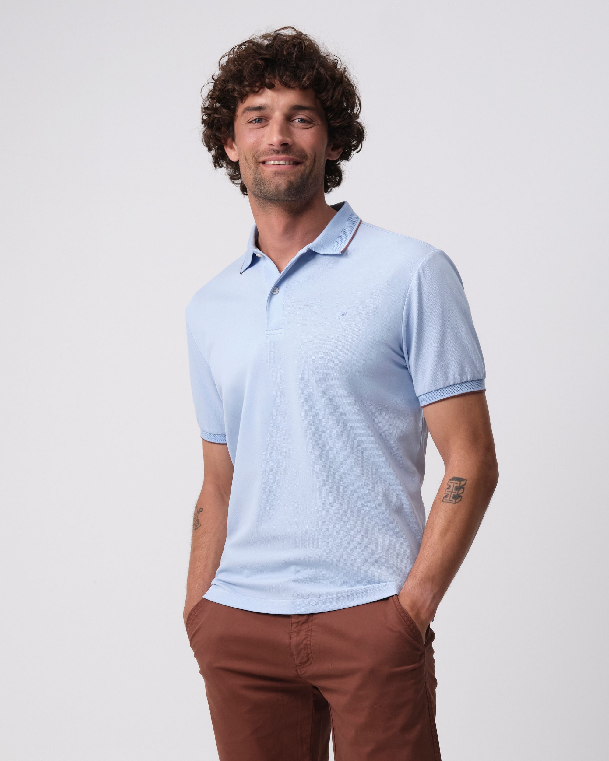 Campbell Jordan Polo KM Chambray Blue 096119-003-L