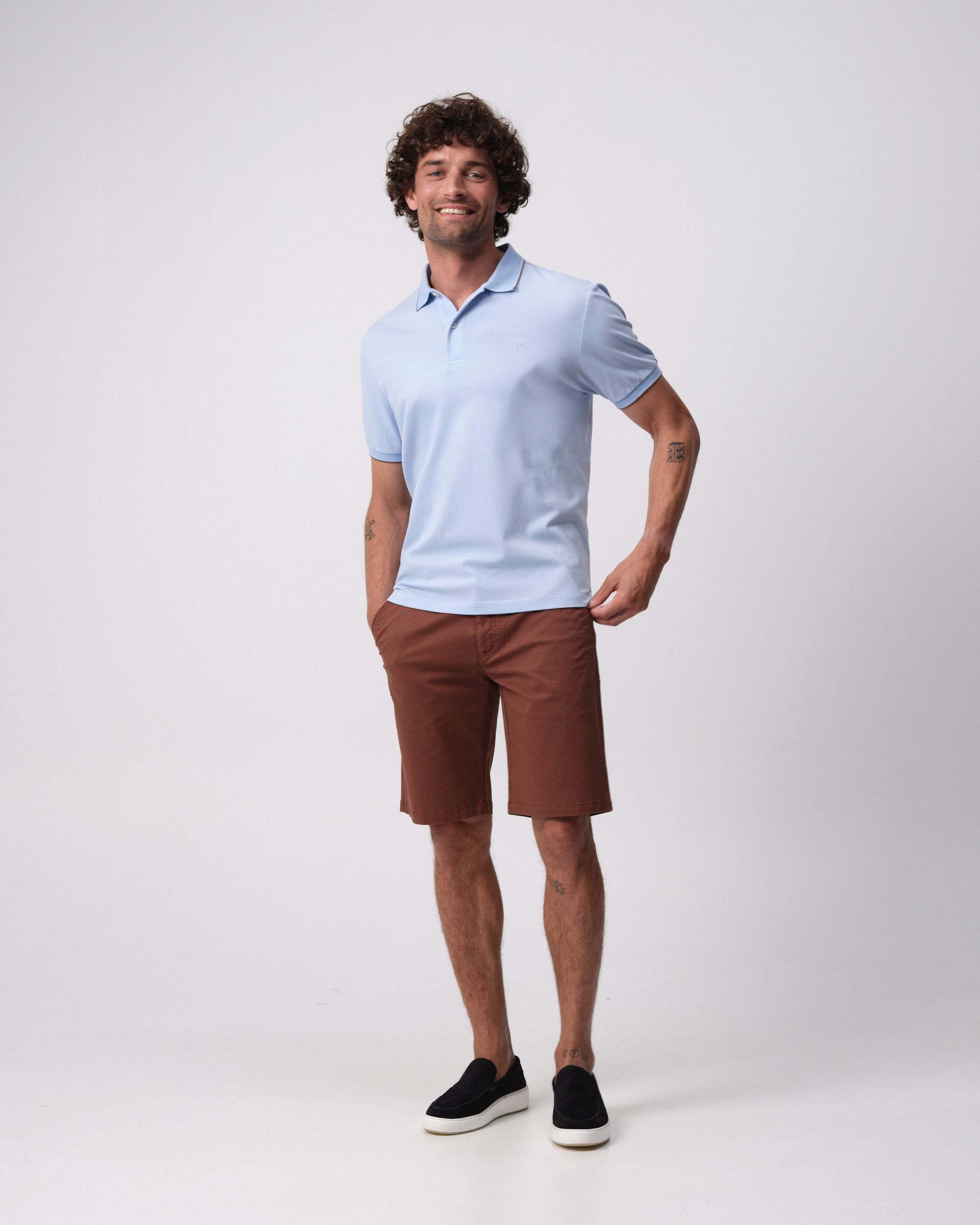 Campbell Jordan Polo KM Chambray Blue 096119-003-L