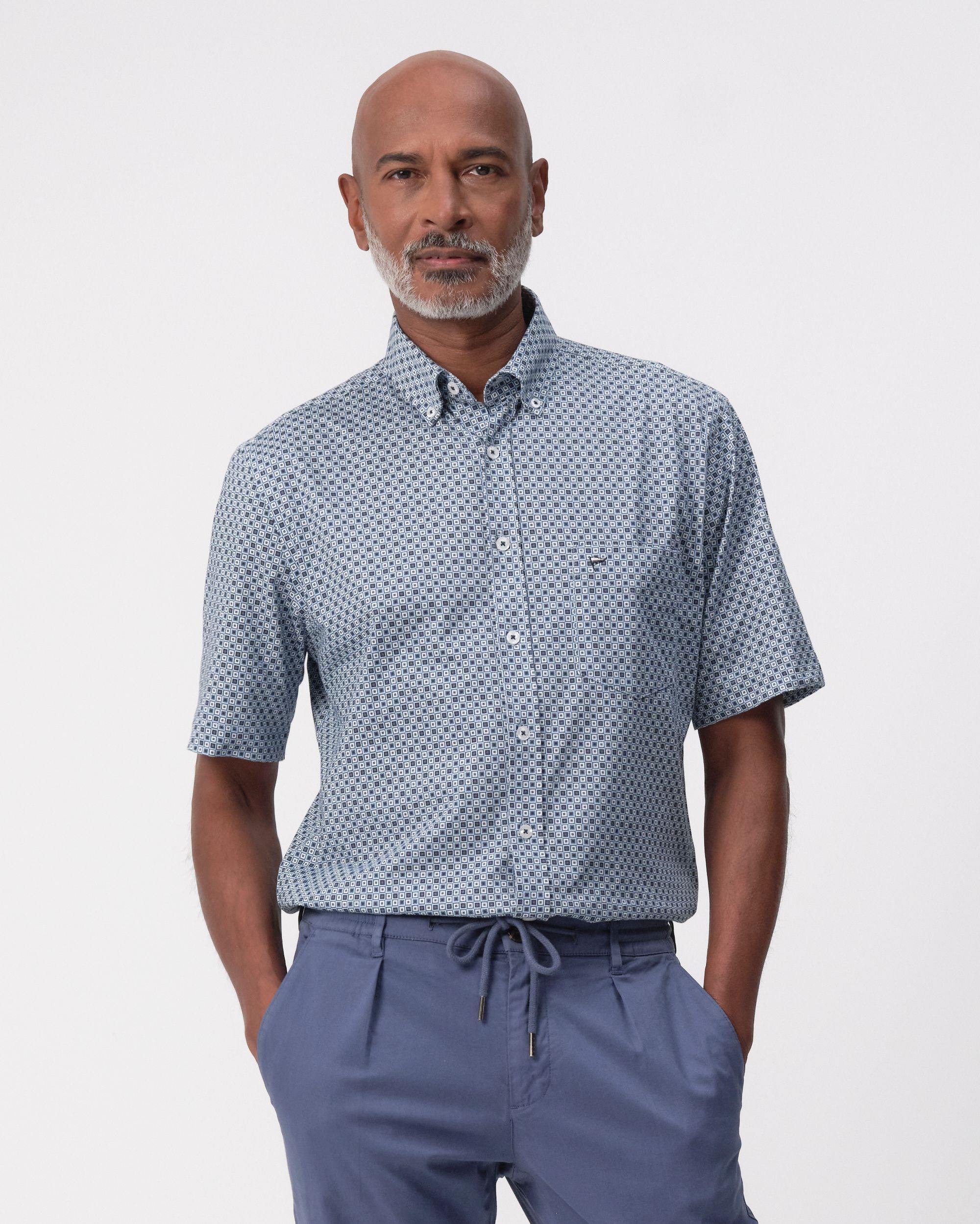 Campbell Ranger Overhemd KM Blue Fusion dessin 096153-001-L