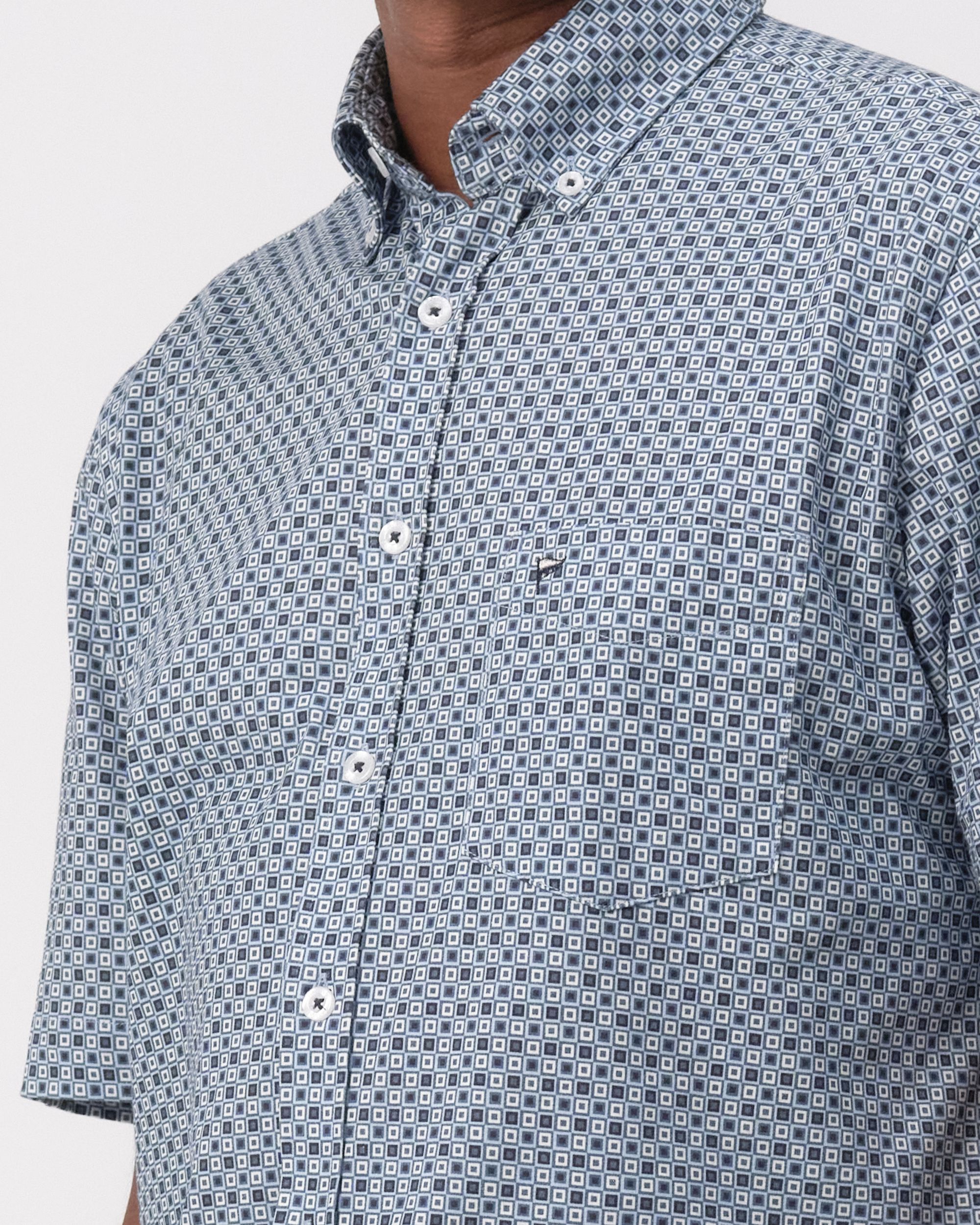 Campbell Ranger Overhemd KM Blue Fusion dessin 096153-001-L