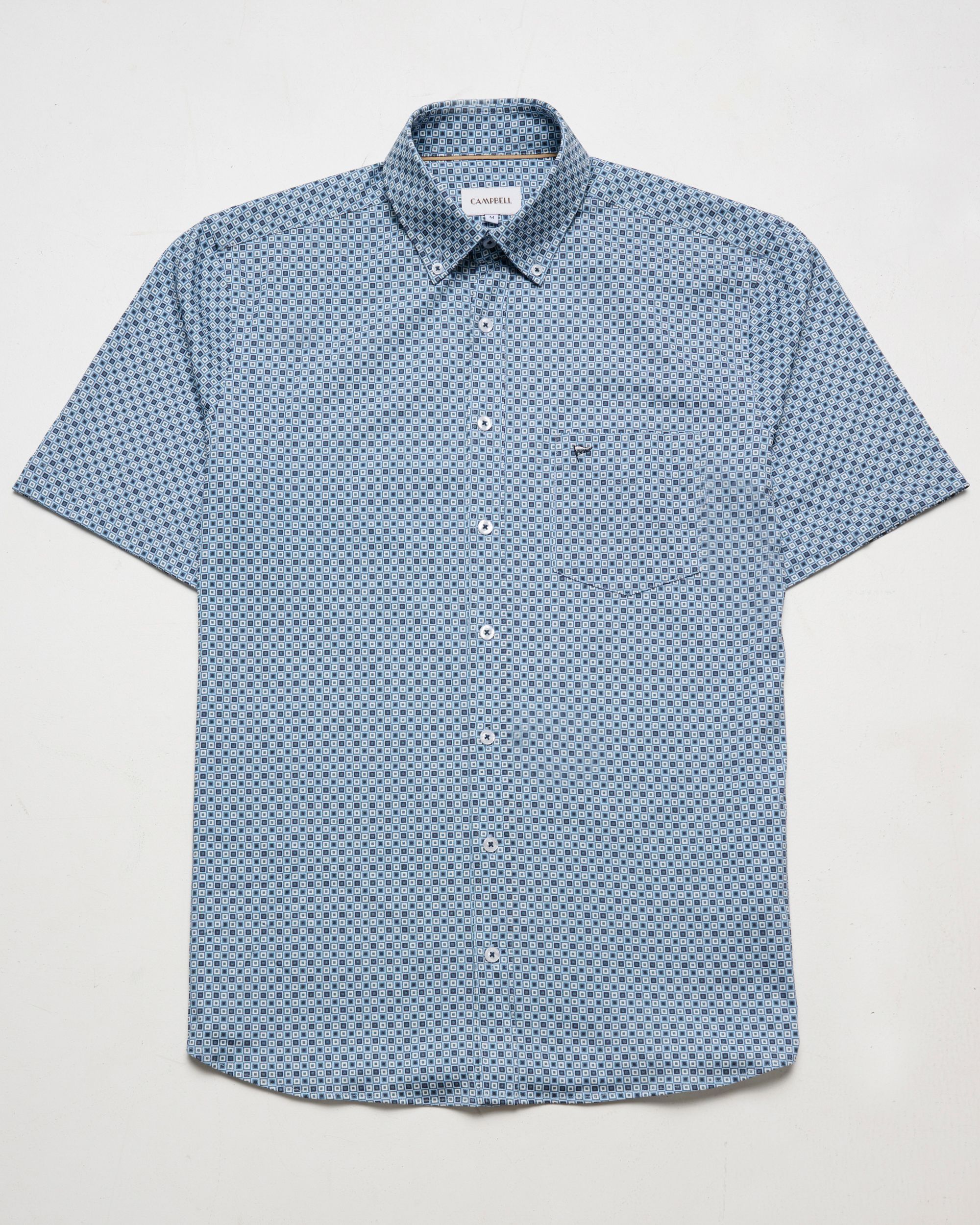 Campbell Ranger Overhemd KM Blue Fusion dessin 096153-001-L