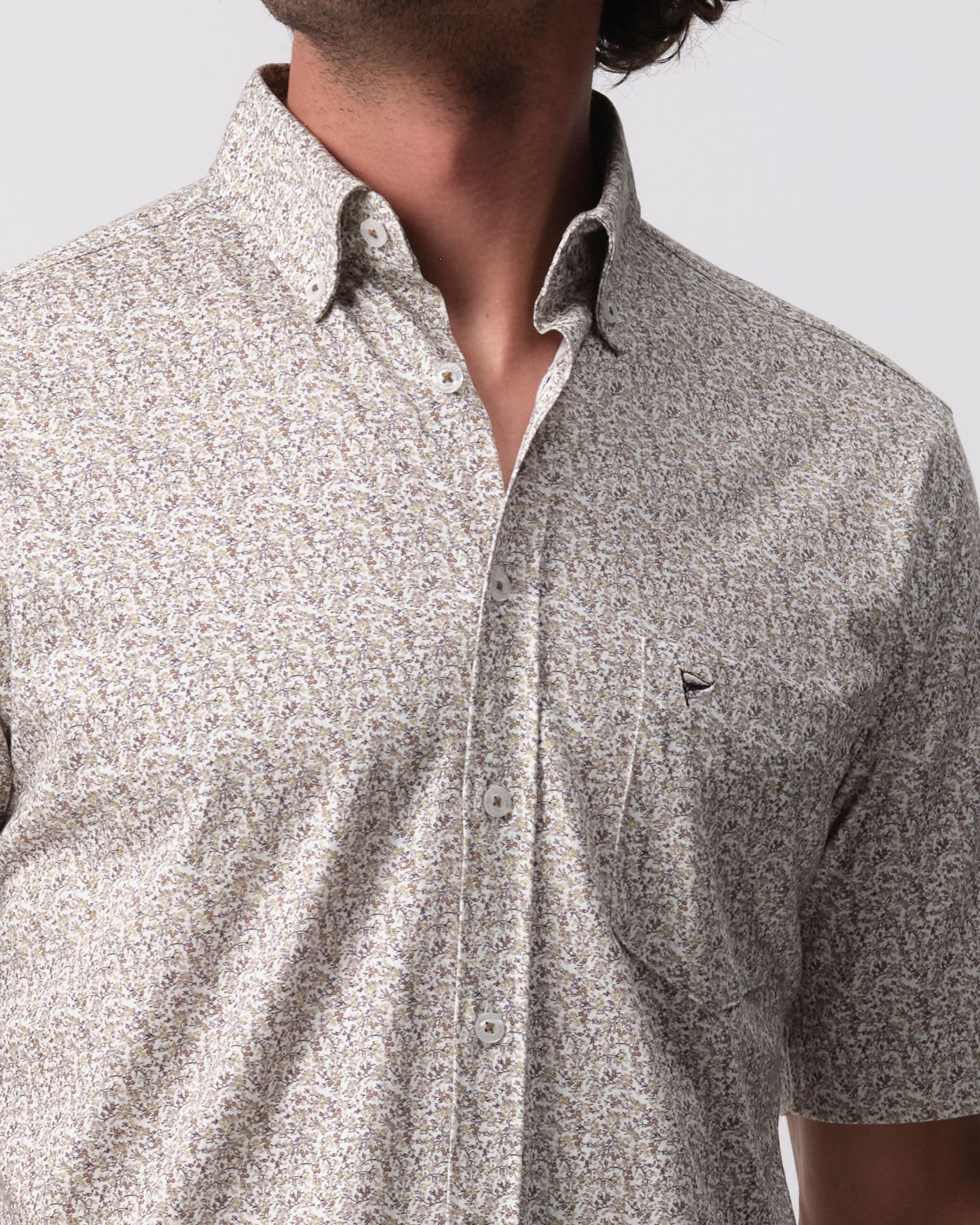 Campbell Ranger Overhemd KM Lime Cream dessin 096156-001-L