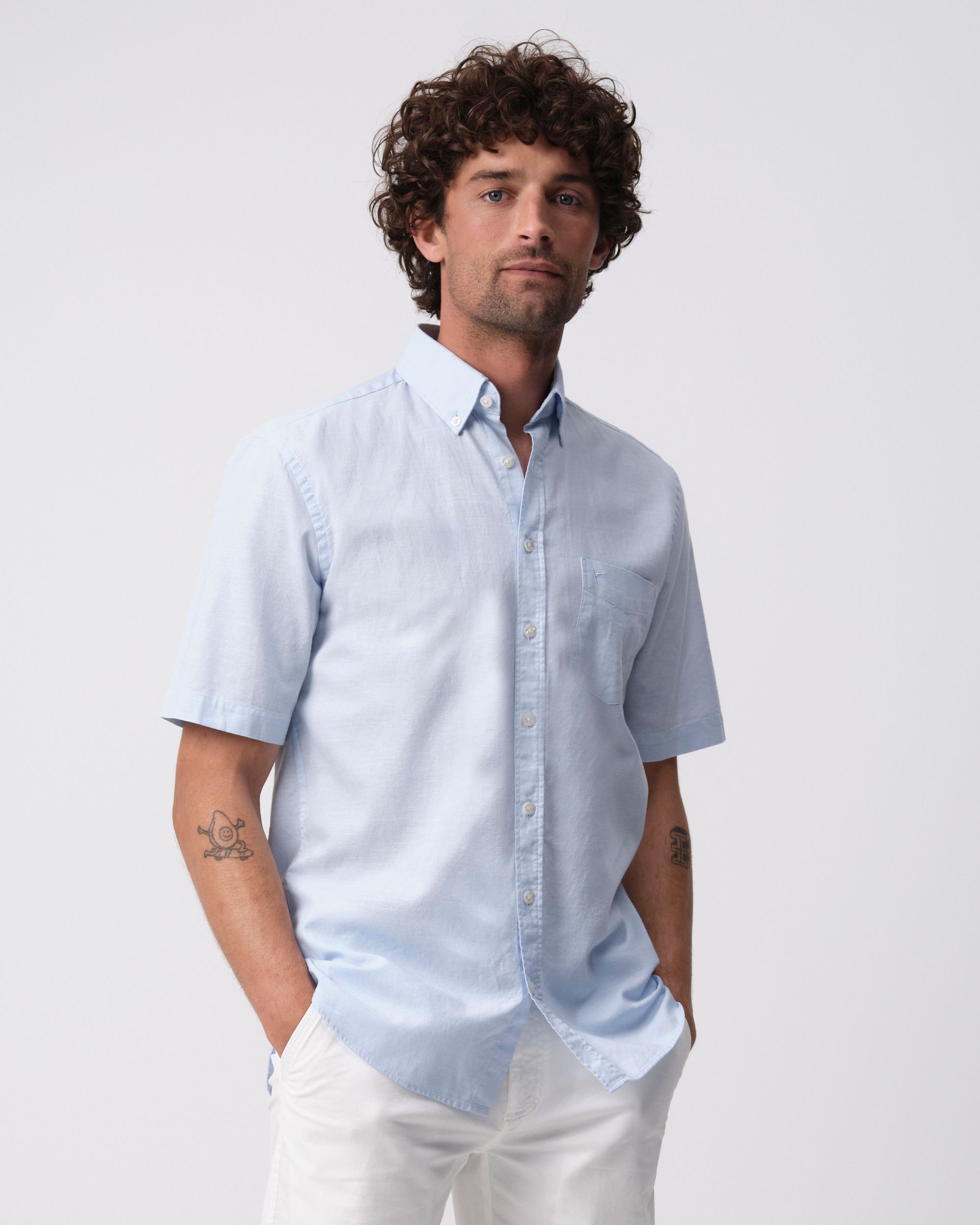 Campbell Ranger Overhemd KM Chambray Blue 096160-003-L