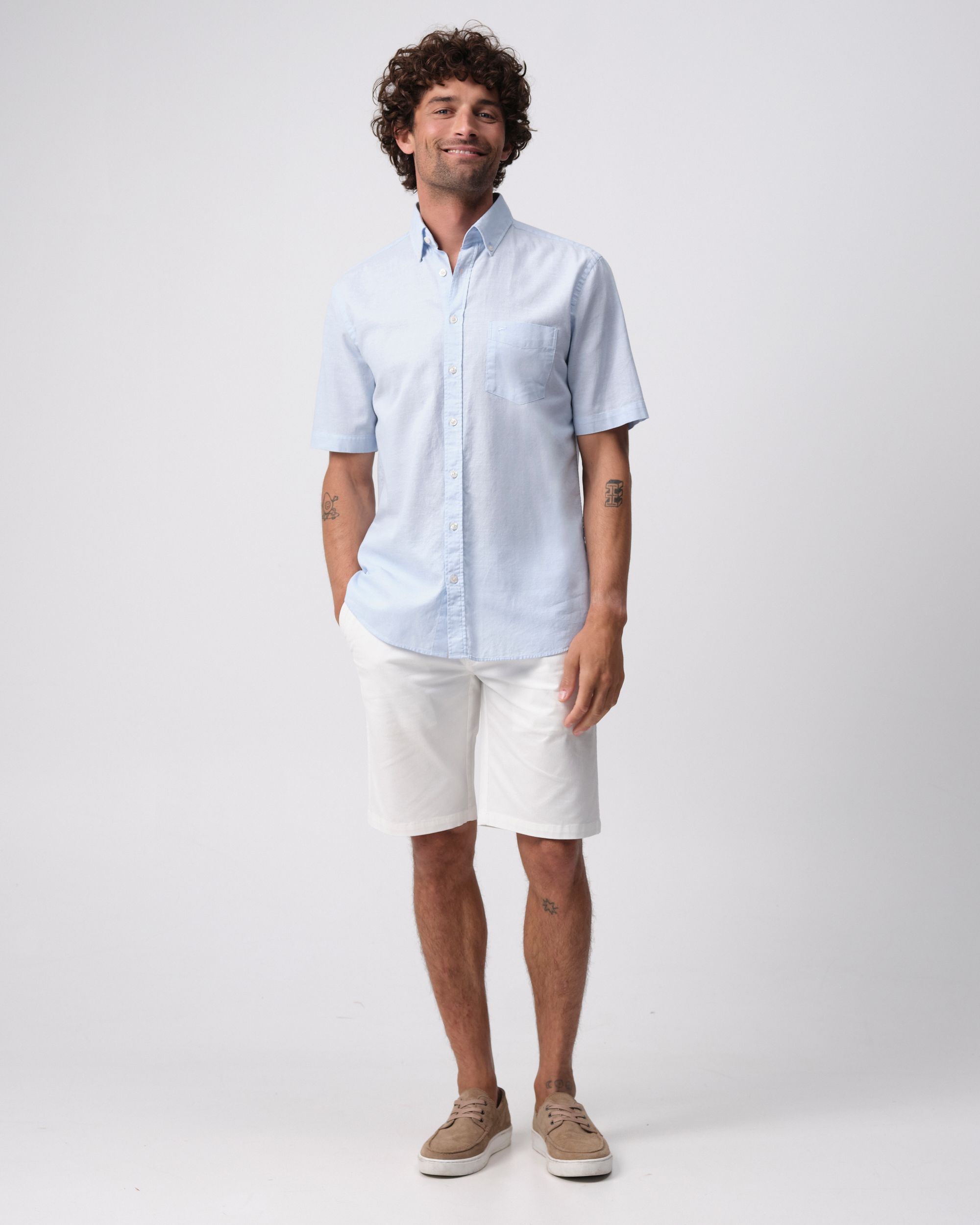 Campbell Ranger Overhemd KM Chambray Blue 096160-003-L