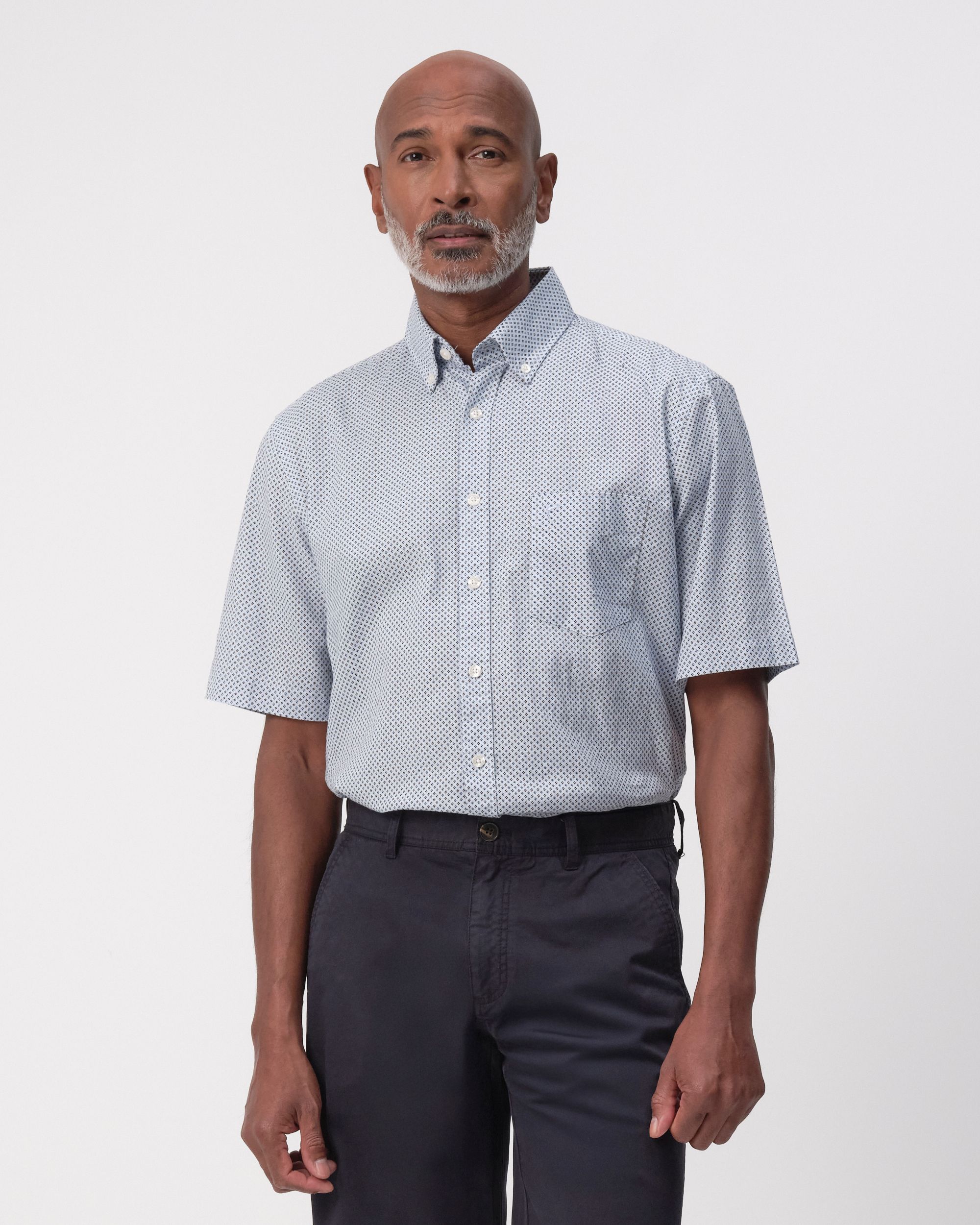 Campbell Ranger Overhemd KM Chambray Blue dessin 096161-002-L