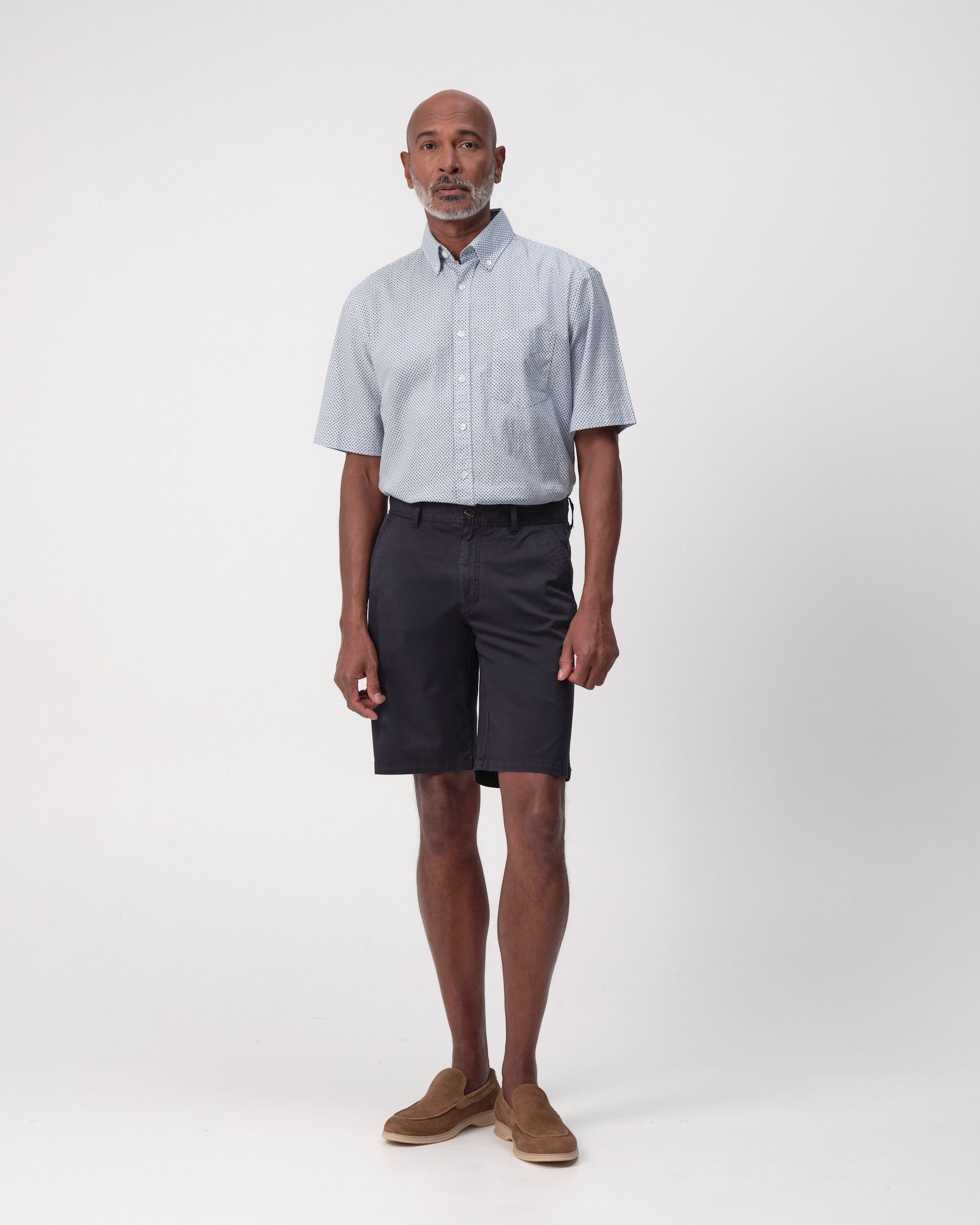 Campbell Ranger Overhemd KM Chambray Blue dessin 096161-002-L