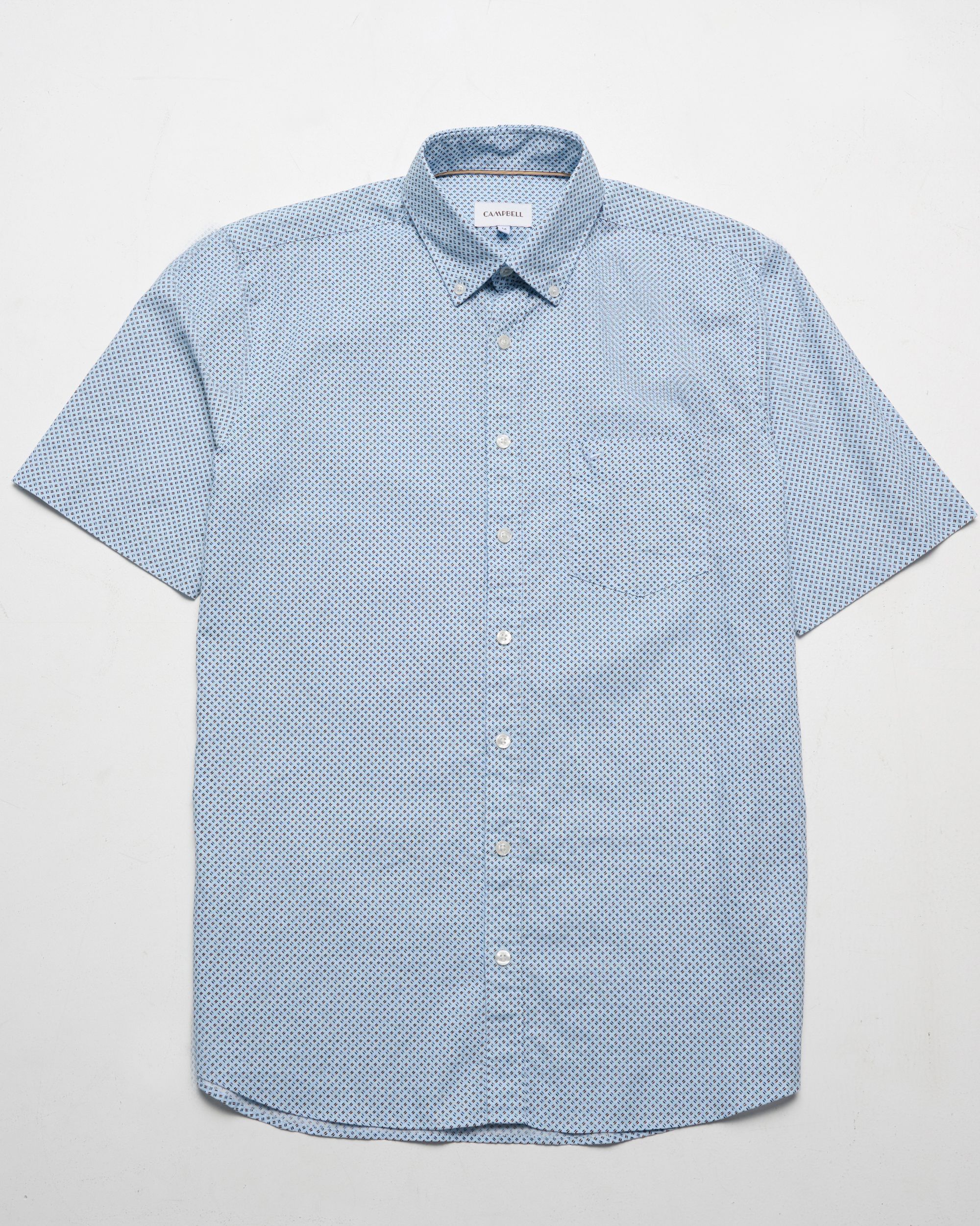 Campbell Ranger Overhemd KM Chambray Blue dessin 096161-002-L
