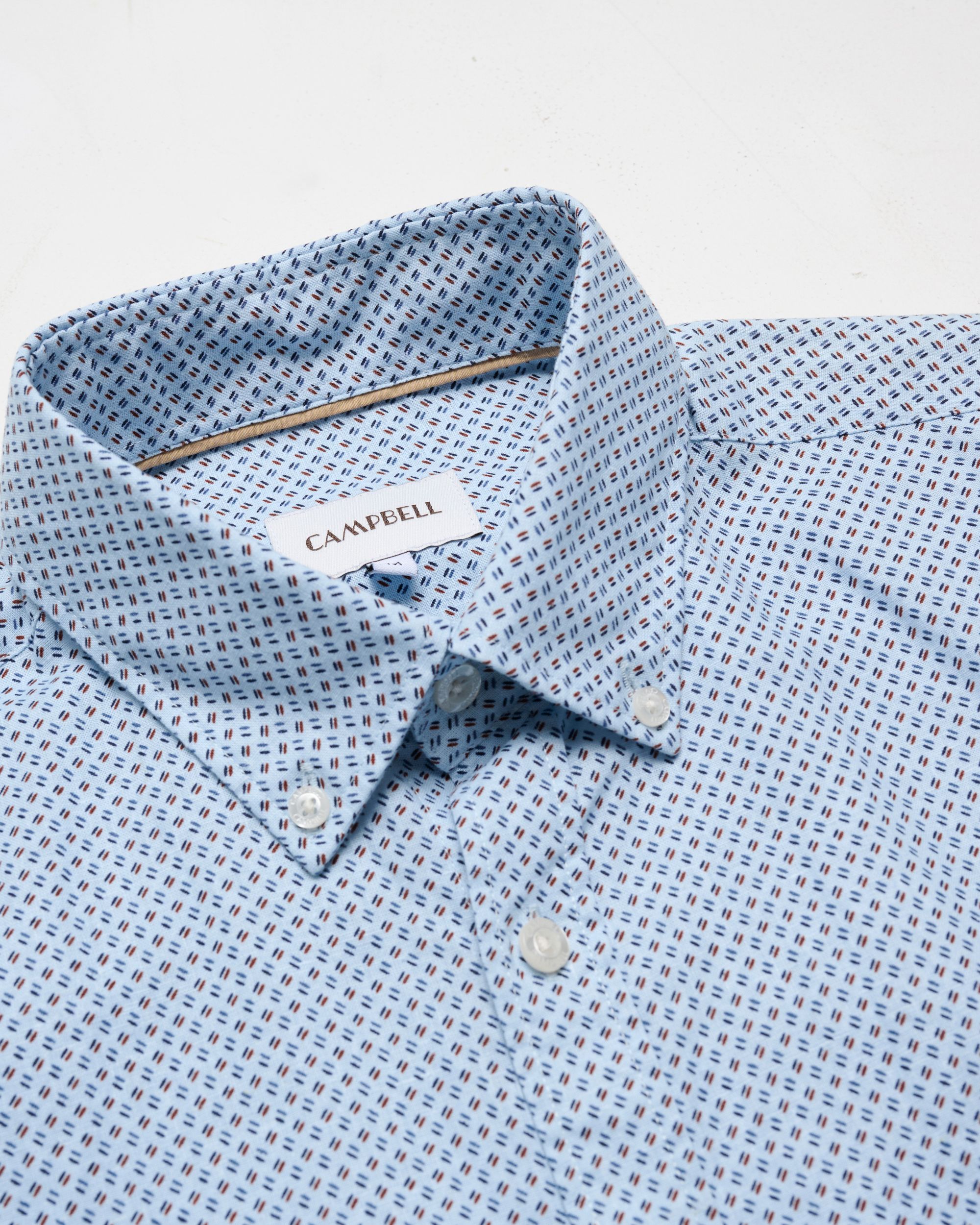 Campbell Ranger Overhemd KM Chambray Blue dessin 096161-002-L