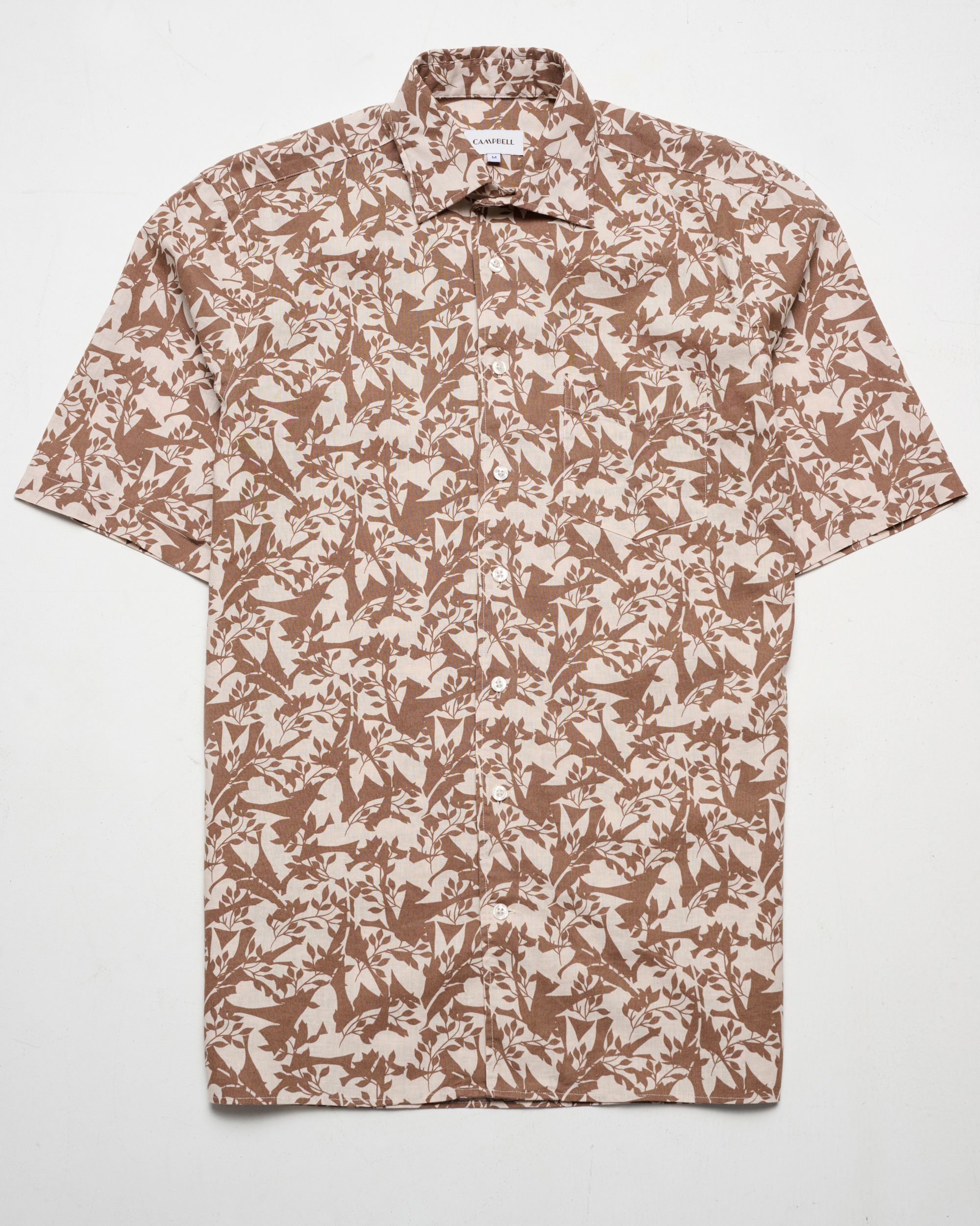 Campbell Ranger Overhemd KM Coca Mocha brown dessin 096162-002-L