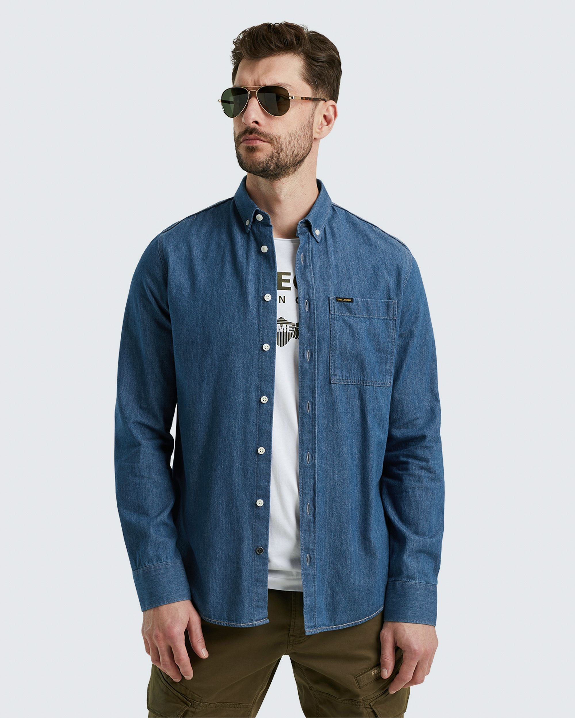 PME Legend Casual Overhemd LM Blauw 096618-001-L
