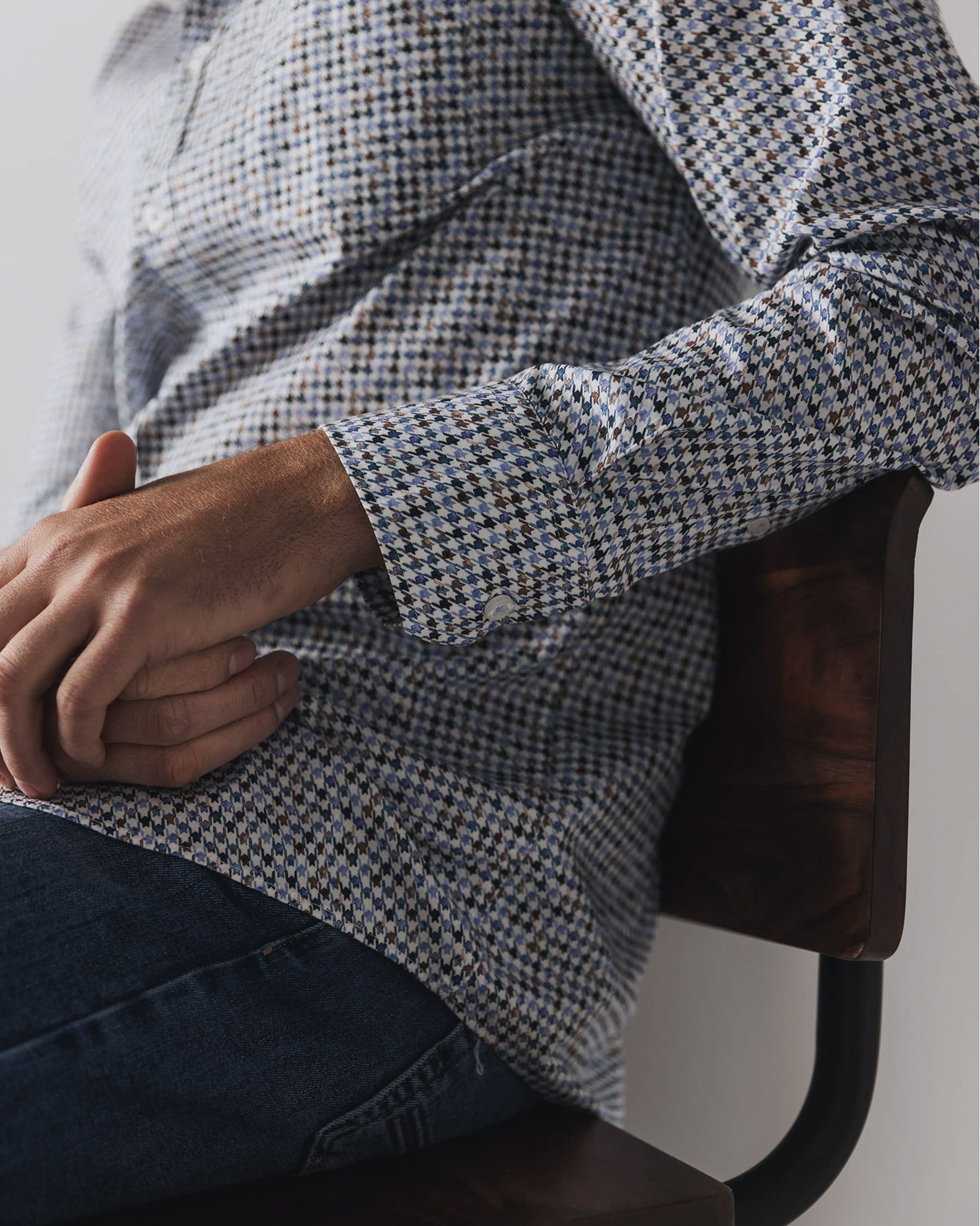 State of Art Casual Overhemd LM Wit ruit 097083-001-4XL