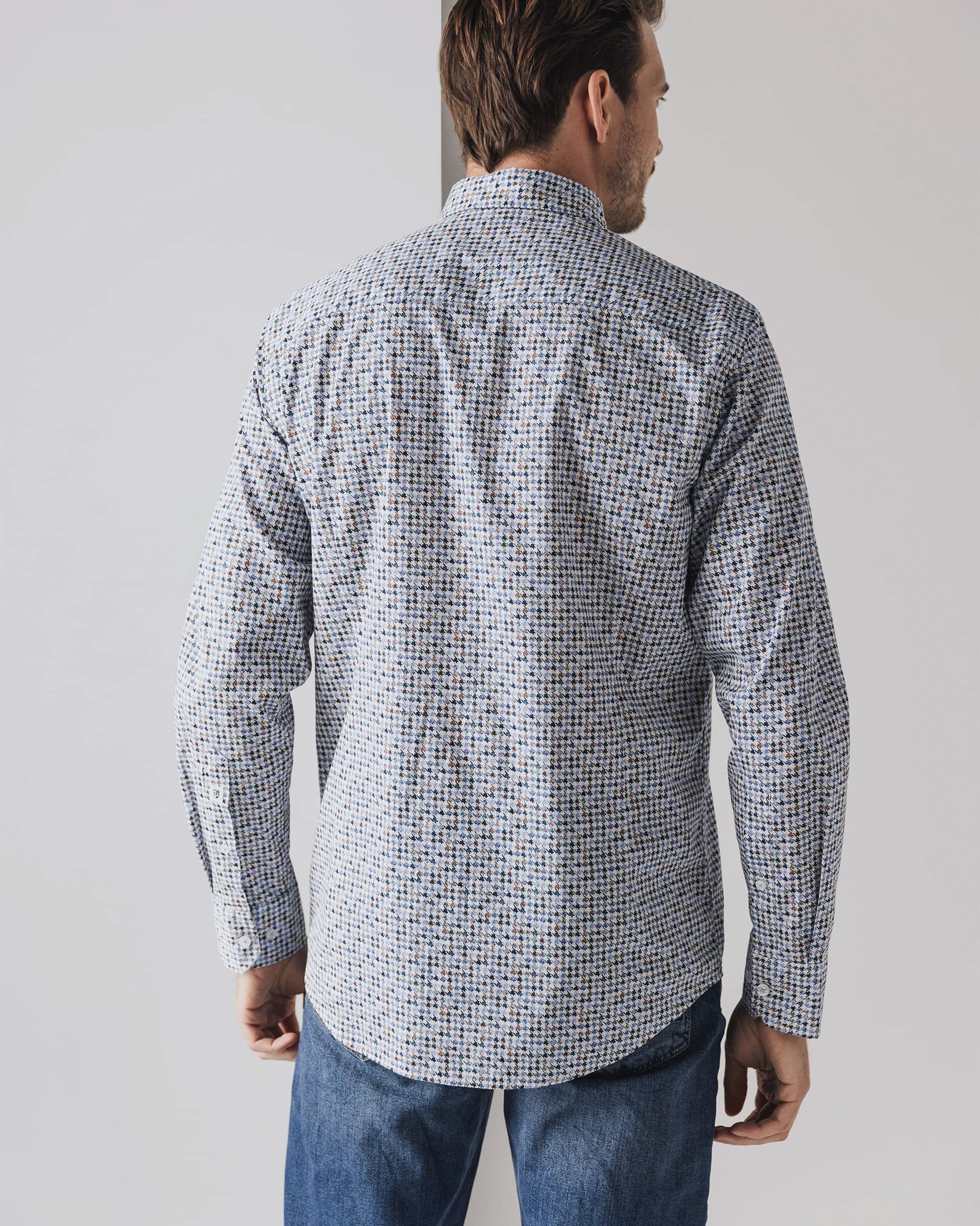 State of Art Casual Overhemd LM Wit ruit 097083-001-4XL