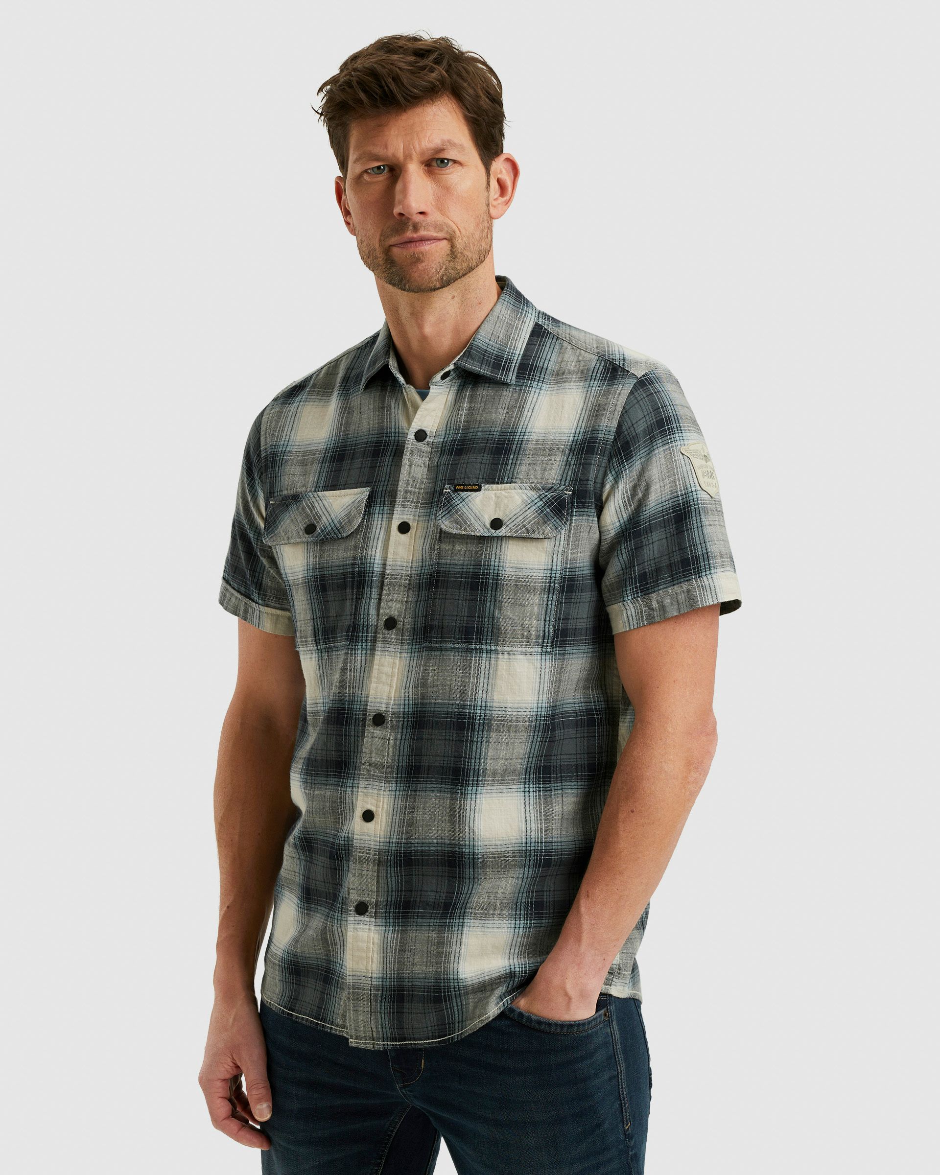 PME Legend Casual Overhemd KM Blauw 101921-001-L